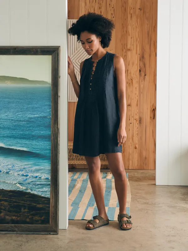 Isha Basketweave Dress - Washed Black sold by Faherty