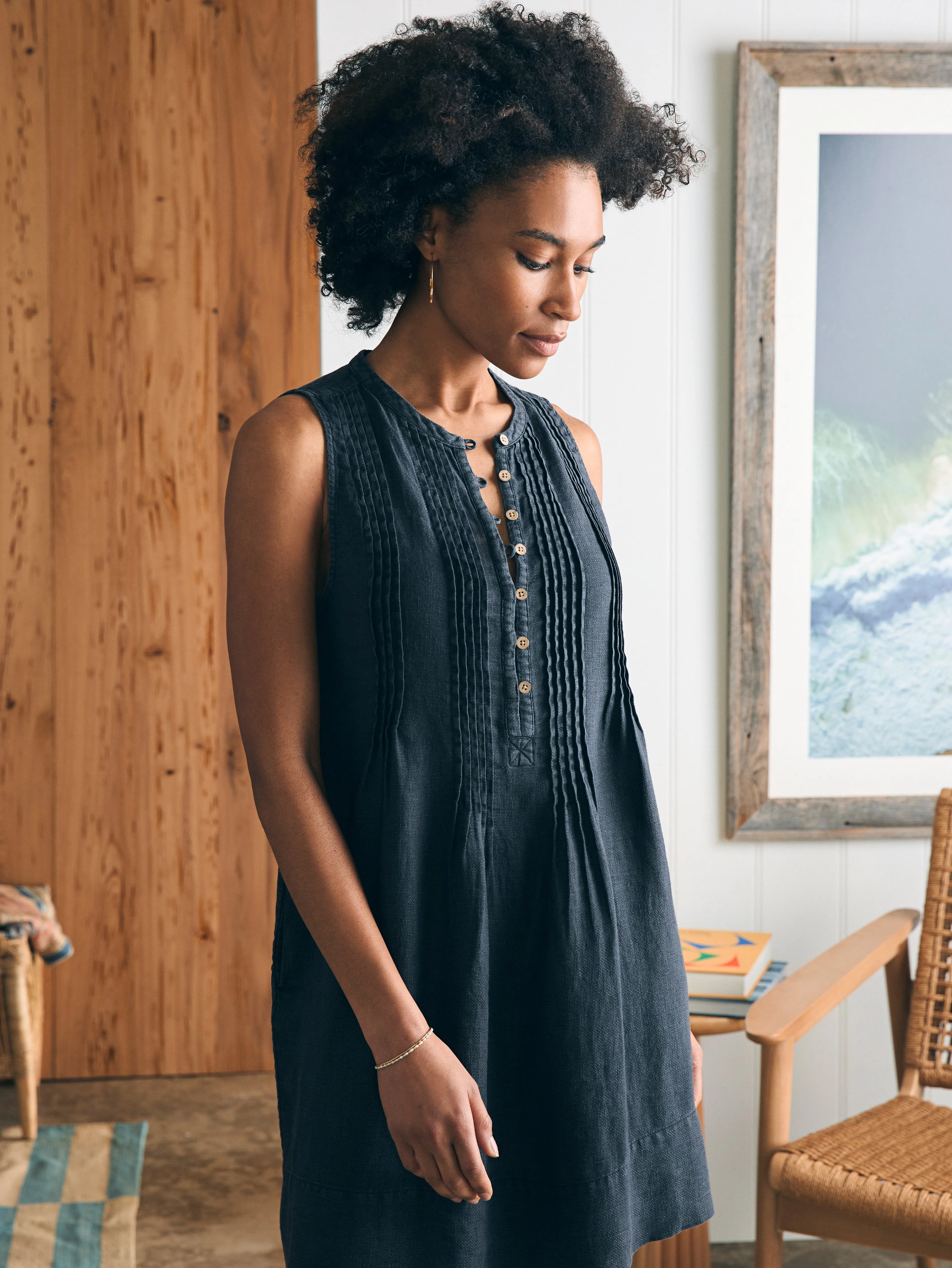 Isha Basketweave Dress - Washed Black sold by Faherty product image thumbnail 4