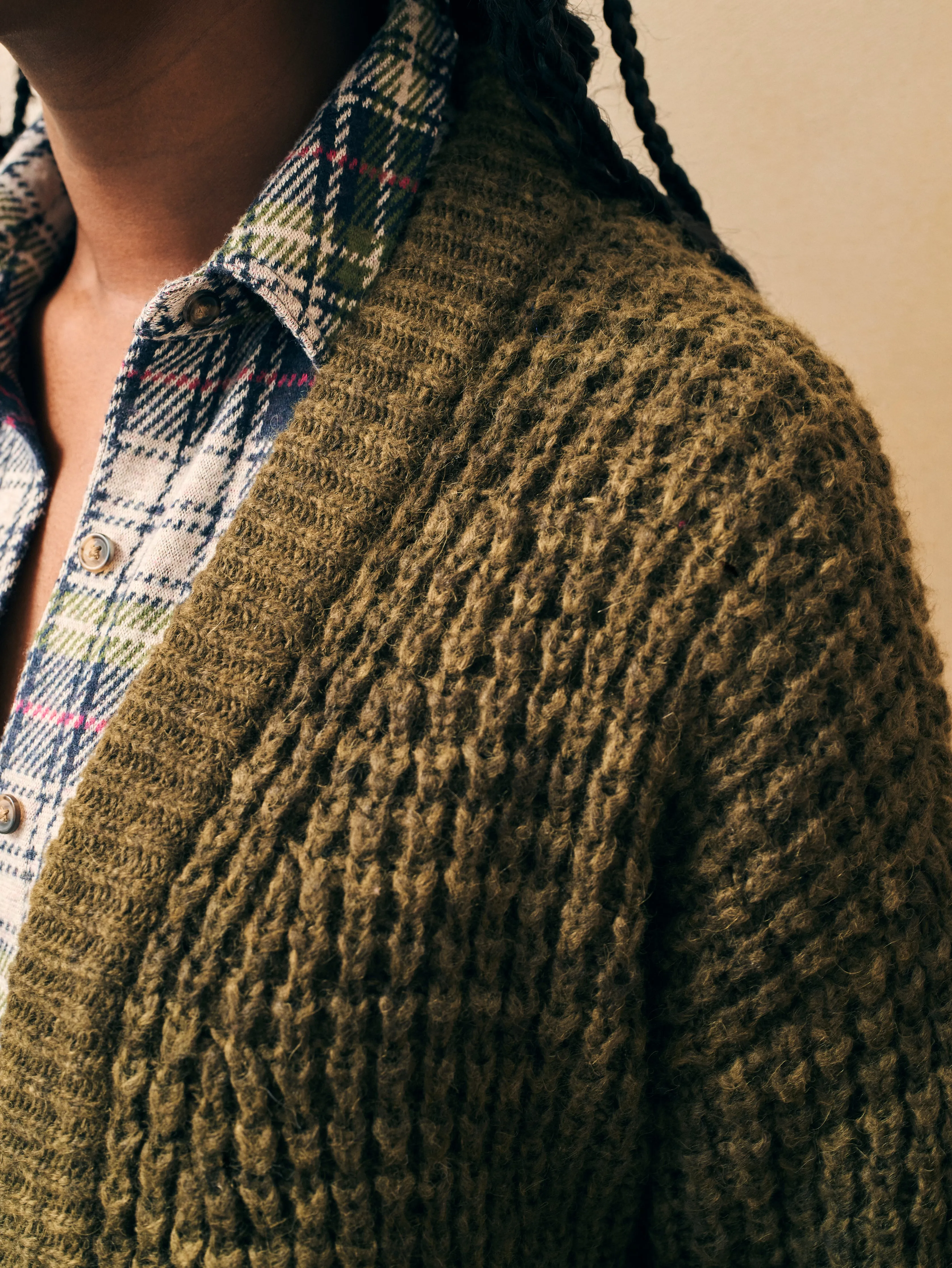 Frost Waffle Cardigan - Olive sold by Faherty product image thumbnail 2