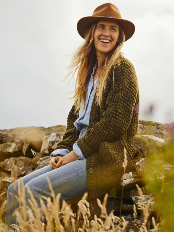 Frost Waffle Cardigan - Olive sold by Faherty