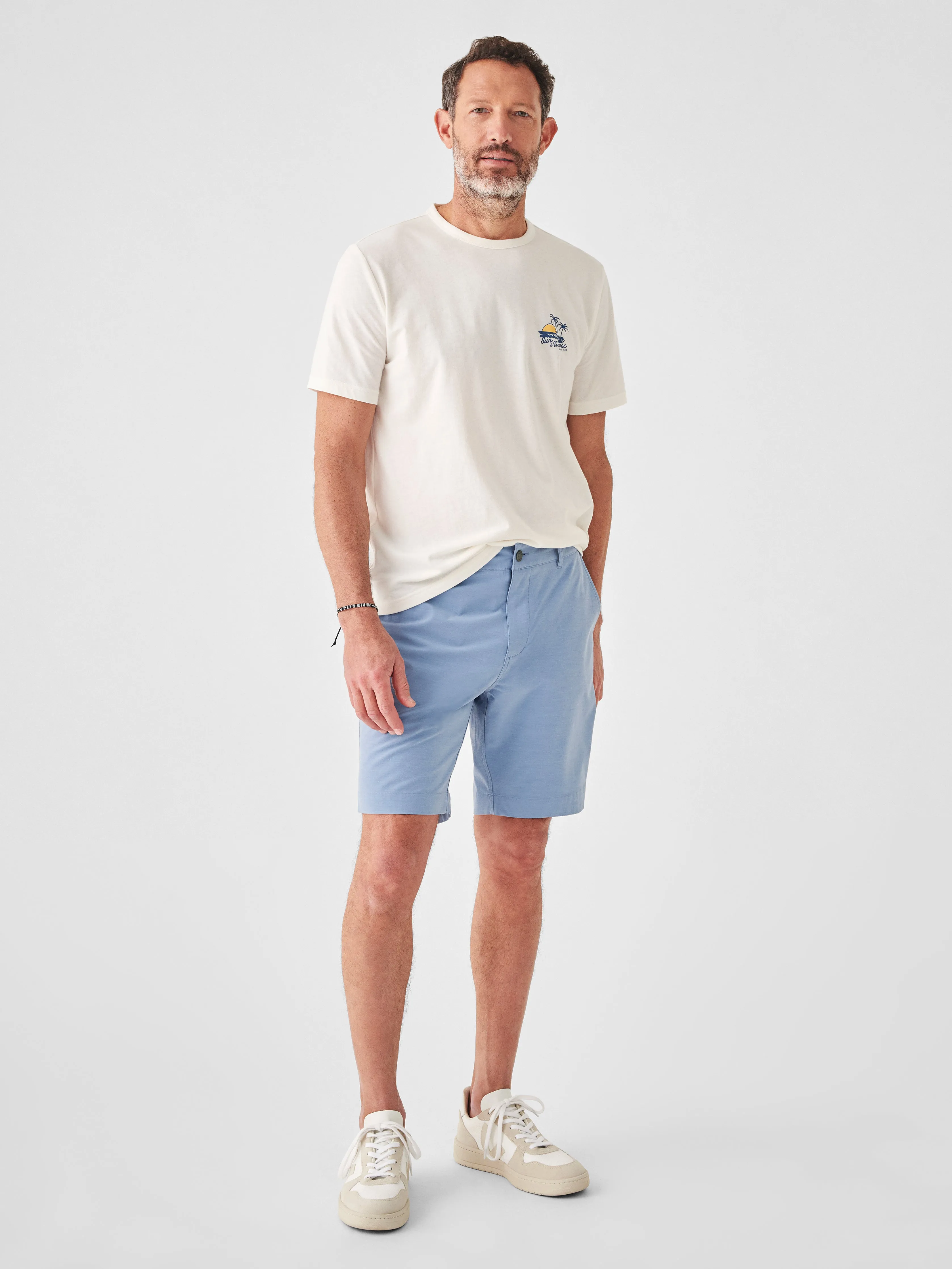 All Day™ Short 1.0 (9" Inseam) - Weathered Blue sold by Faherty