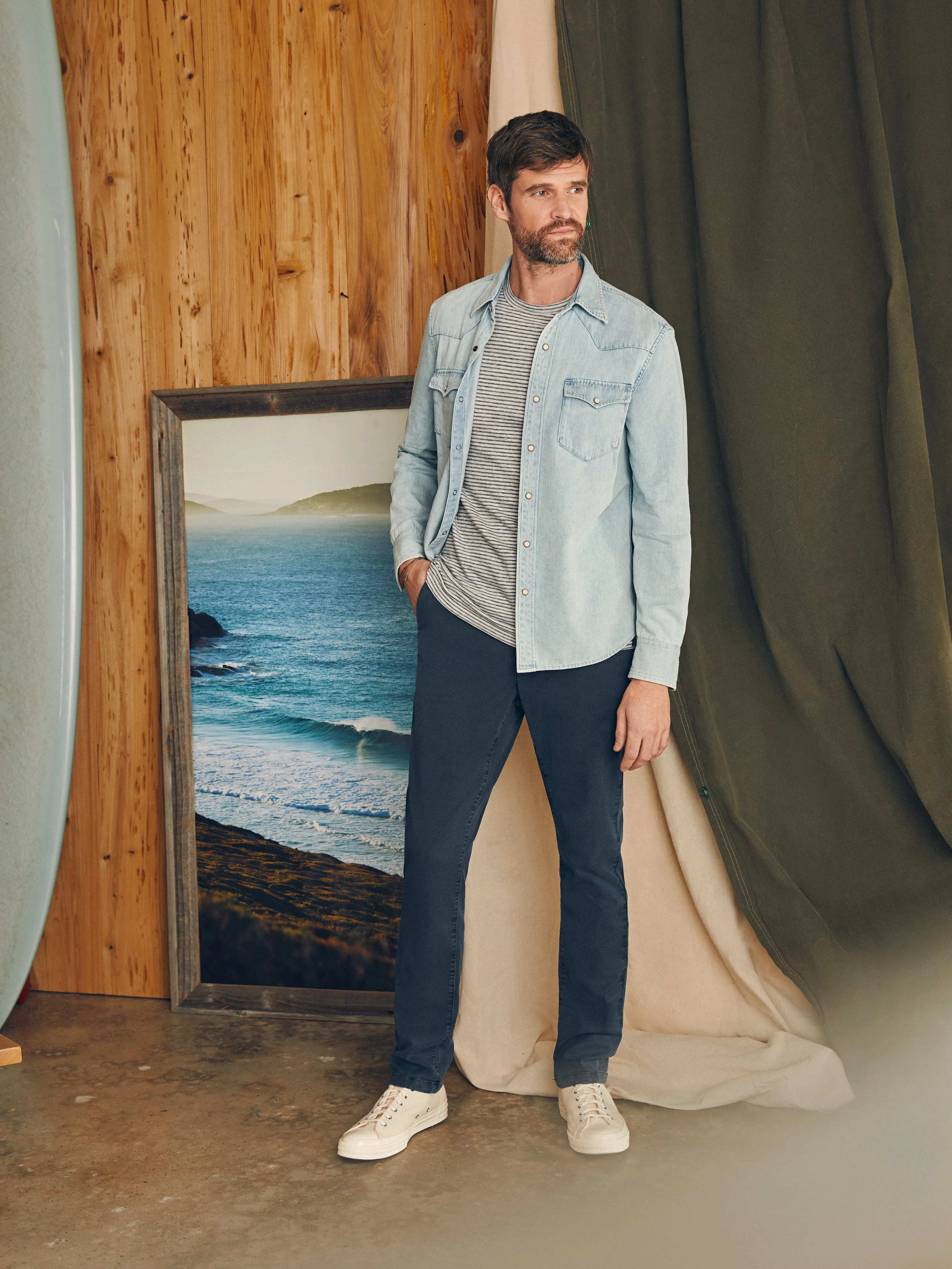 Coastline Stretch Chino (30" Inseam) - Blue Nights sold by Faherty product image thumbnail 4