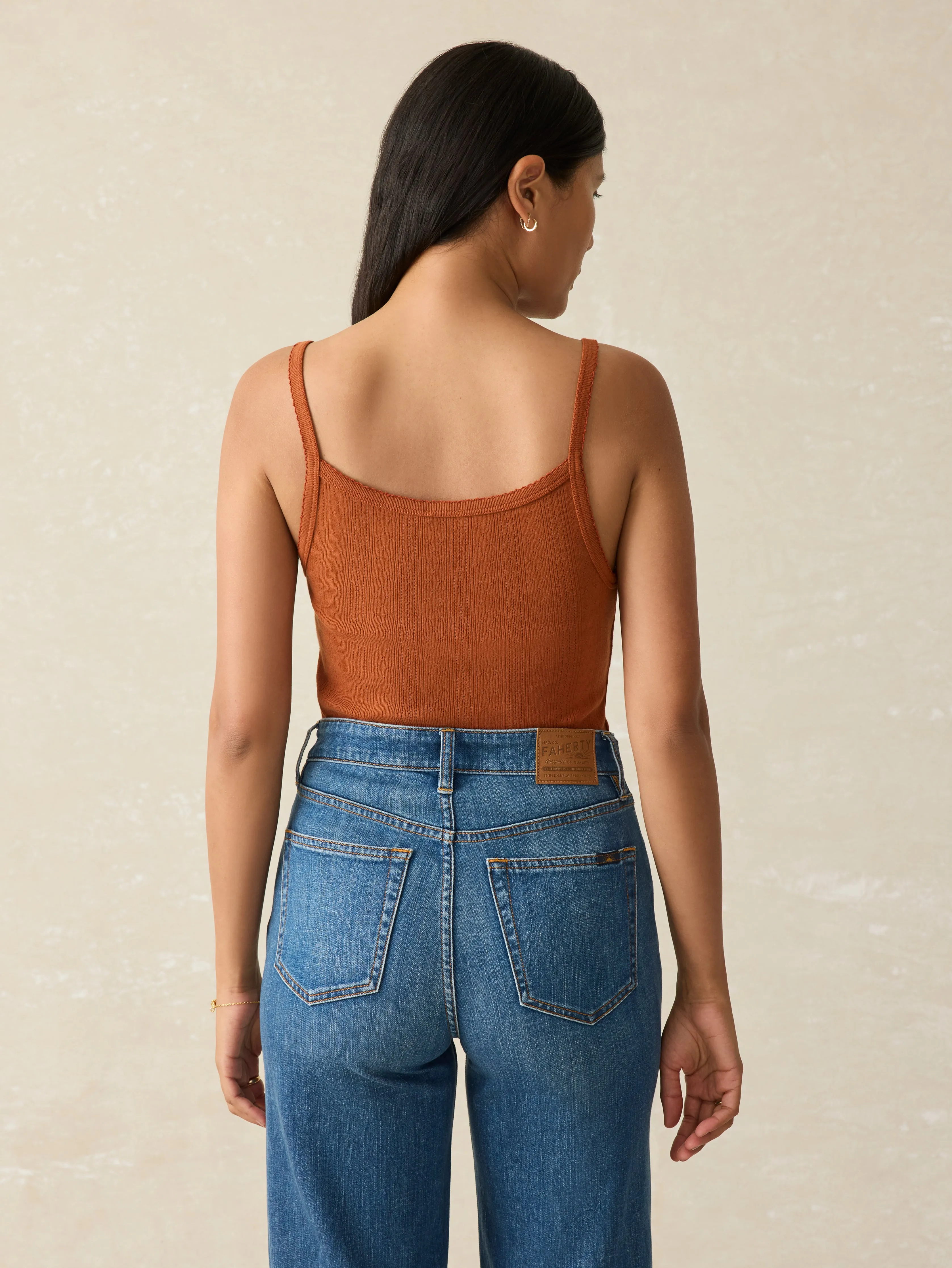 Pacific Pointelle Tank - Gingerbread sold by Faherty product image thumbnail 5