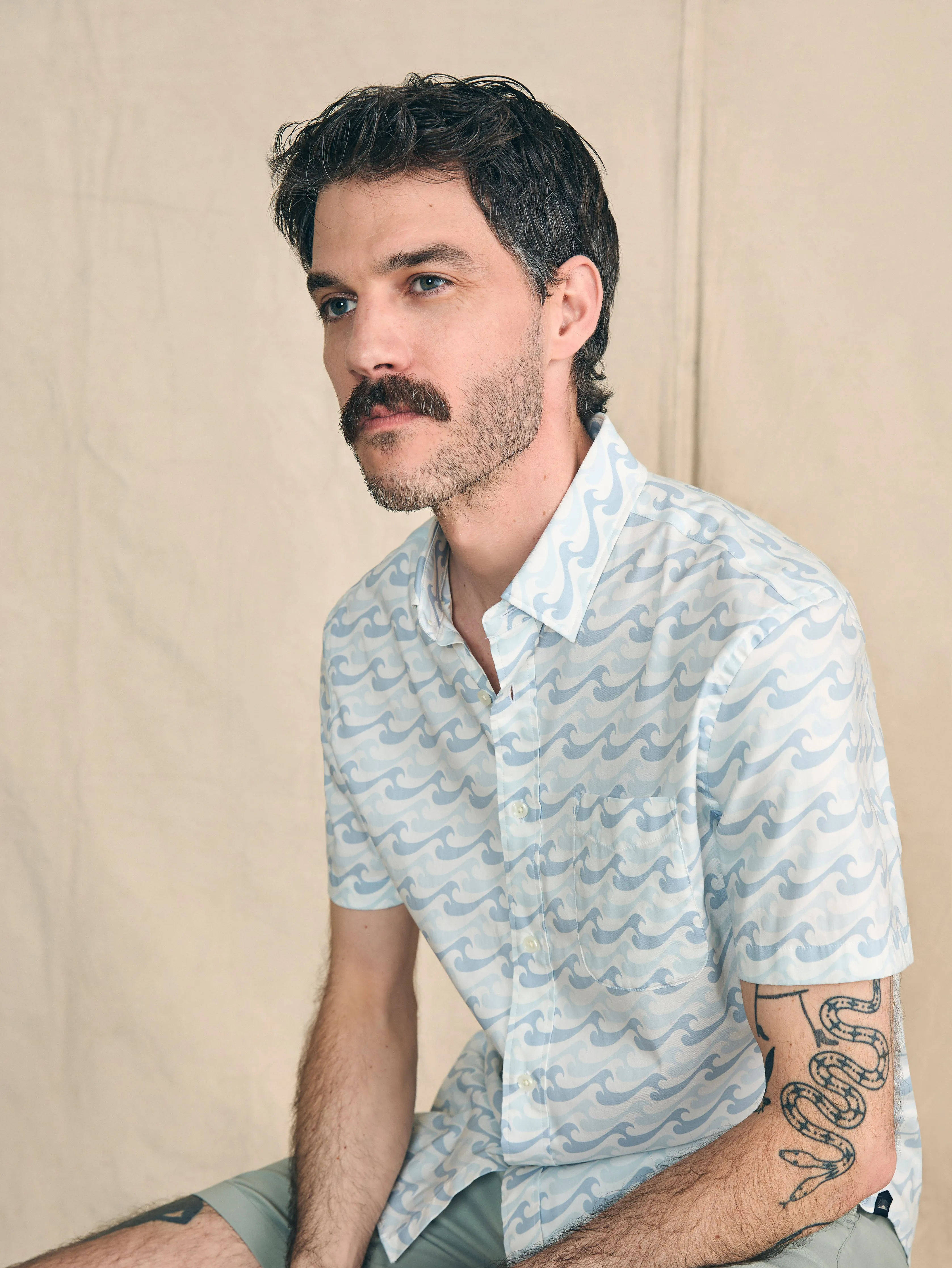 Movement™ Short-Sleeve Shirt - Ivory Endless Peaks sold by Faherty product image thumbnail 4