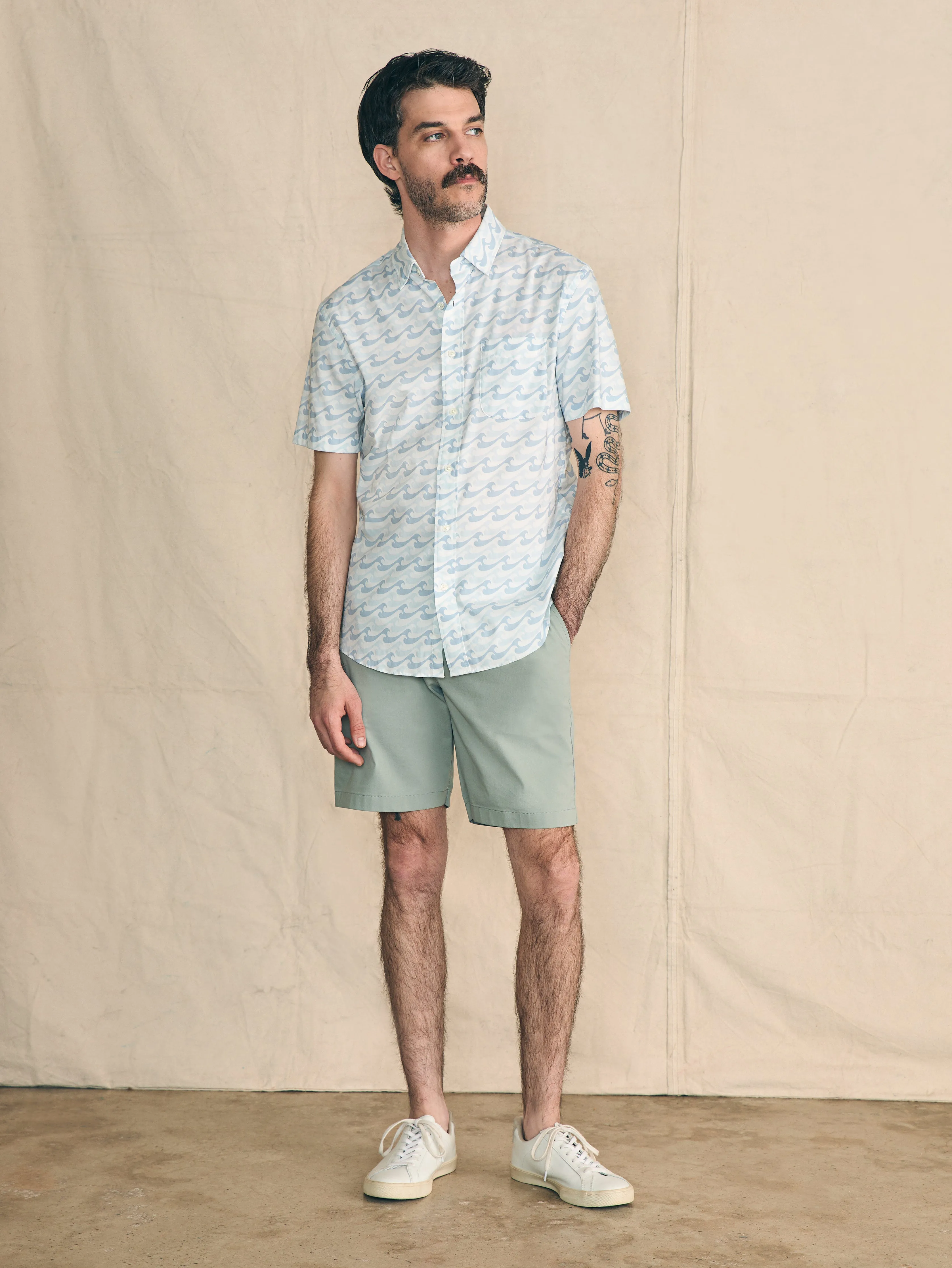 Movement™ Short-Sleeve Shirt - Ivory Endless Peaks sold by Faherty product image thumbnail 3