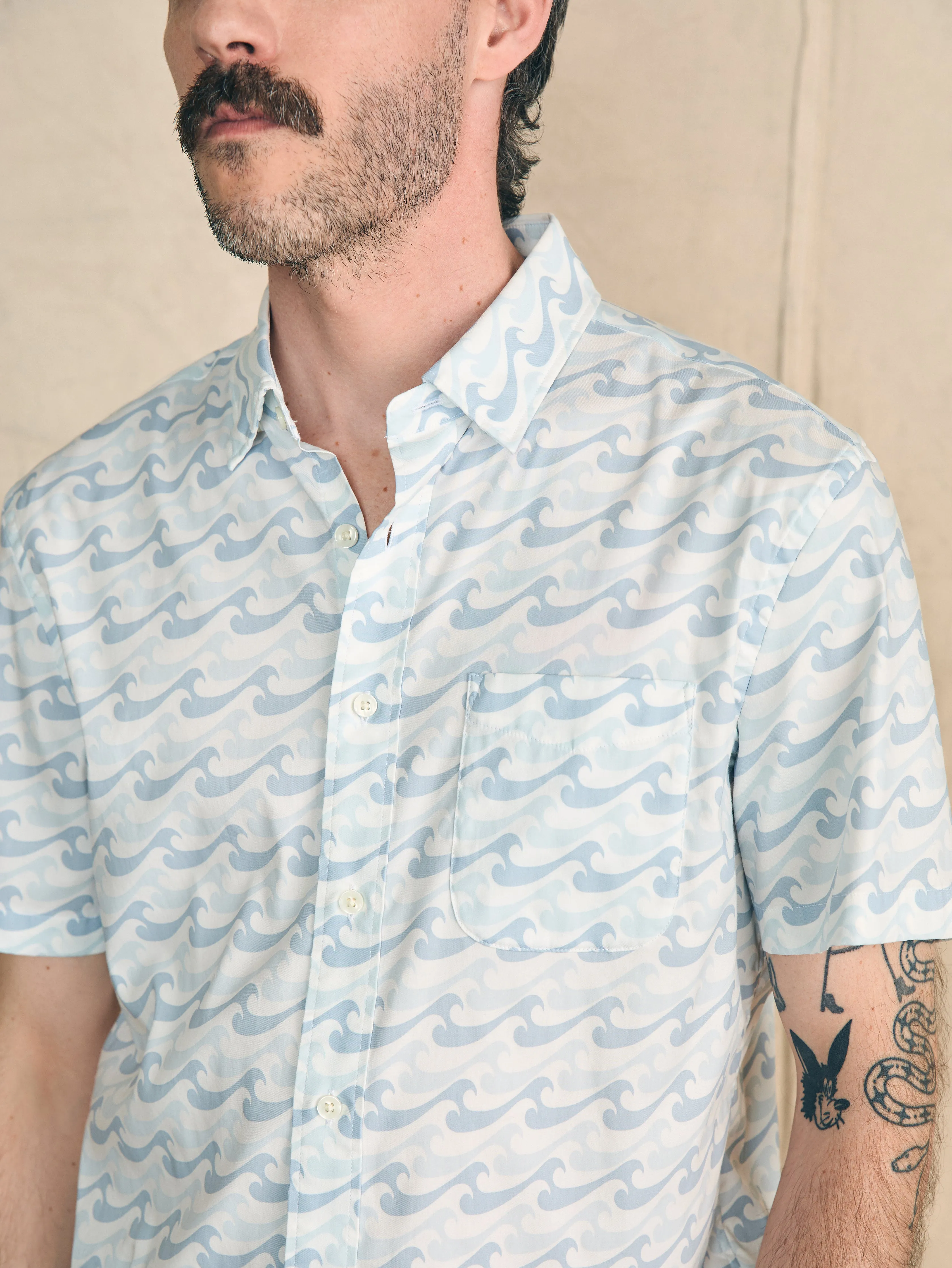 Movement™ Short-Sleeve Shirt - Ivory Endless Peaks sold by Faherty product image thumbnail 2