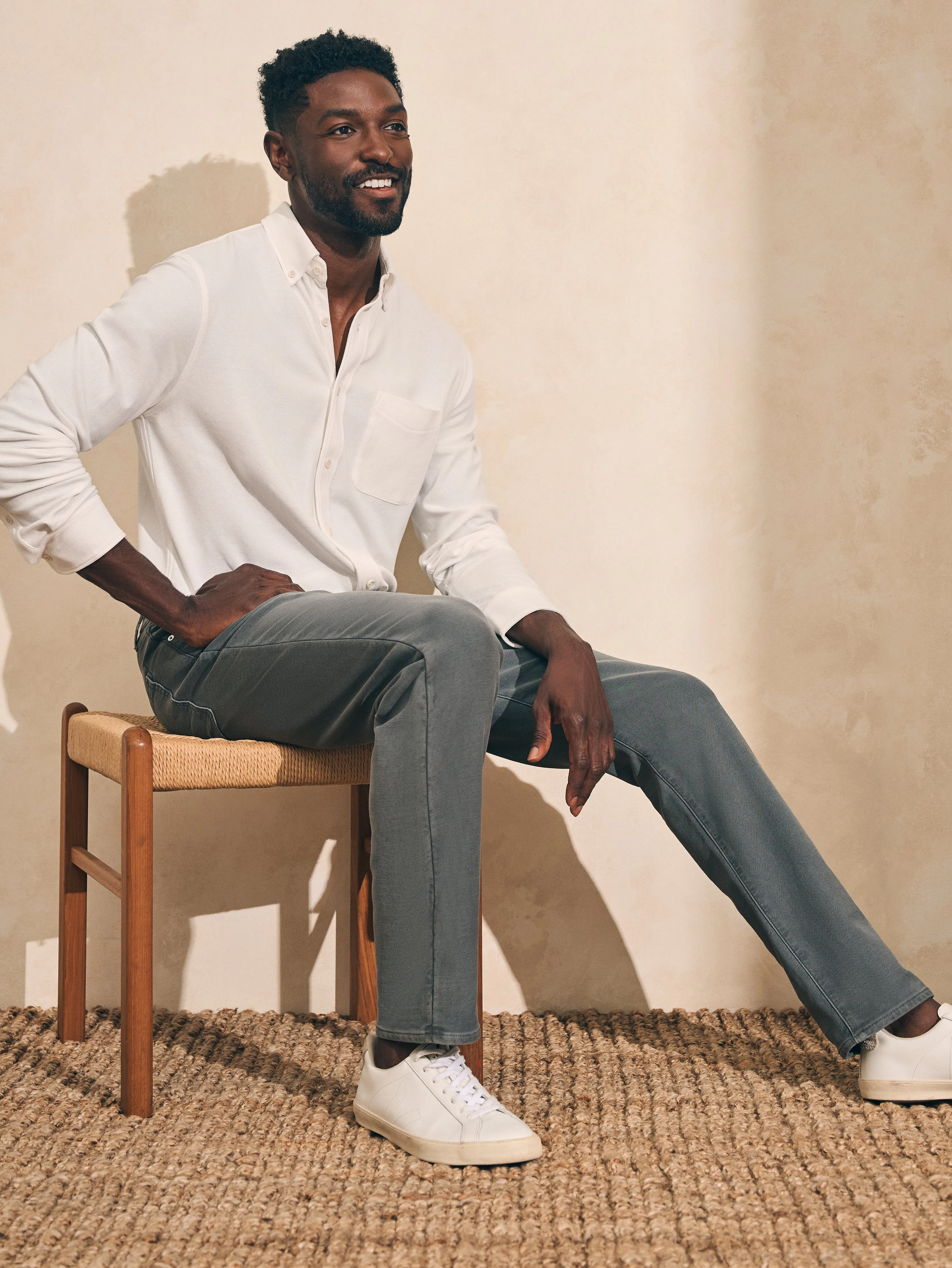 Stretch Terry 5-Pocket Pant - Slate sold by Faherty product image thumbnail 4