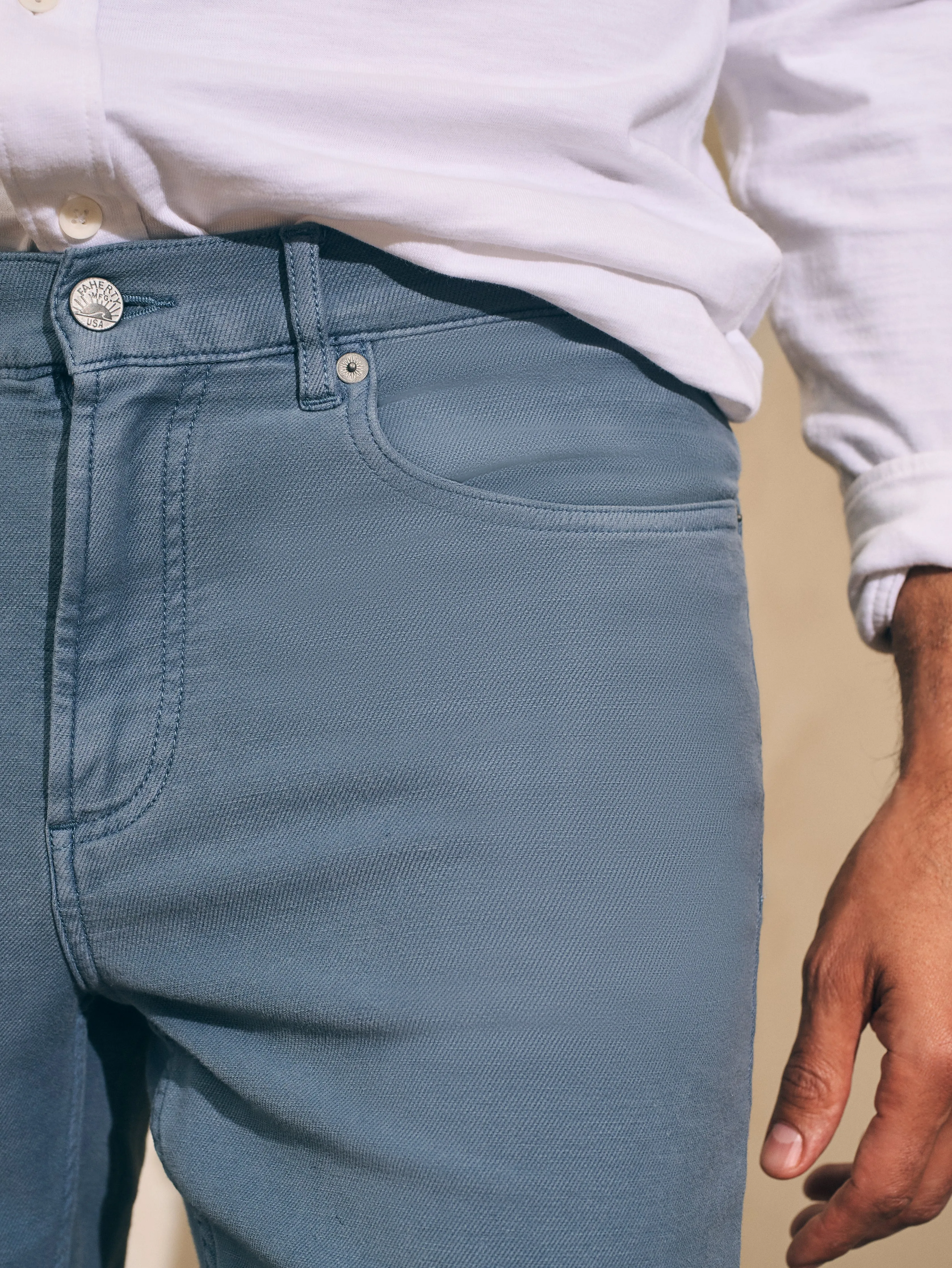 Stretch Terry 5-Pocket Pant (34" Inseam) - Faded Ocean sold by Faherty product image thumbnail 3