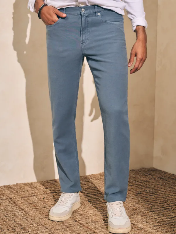 Stretch Terry 5-Pocket Pant (34" Inseam) - Faded Ocean sold by Faherty