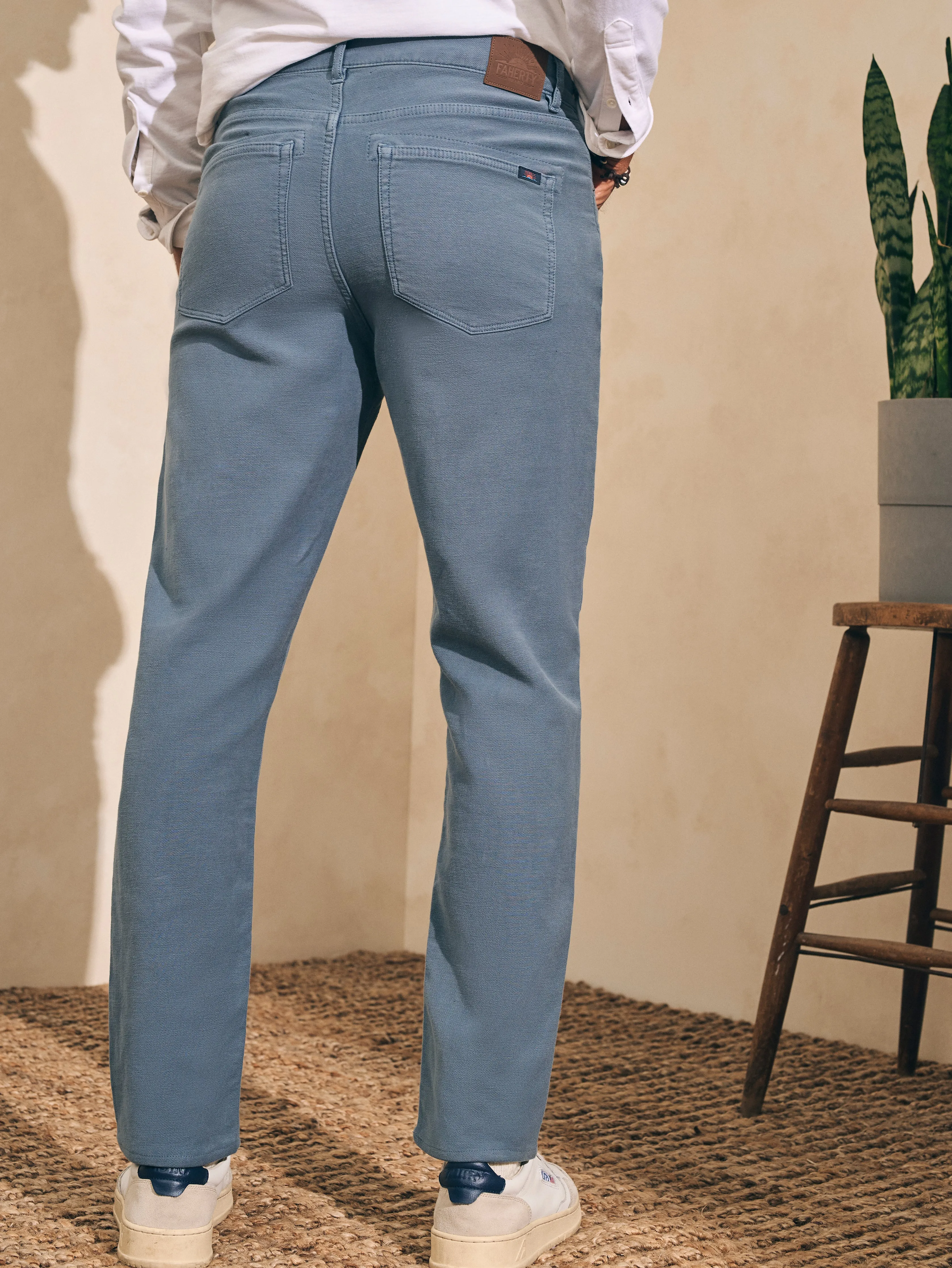 Stretch Terry 5-Pocket Pant (34" Inseam) - Faded Ocean sold by Faherty product image thumbnail 5