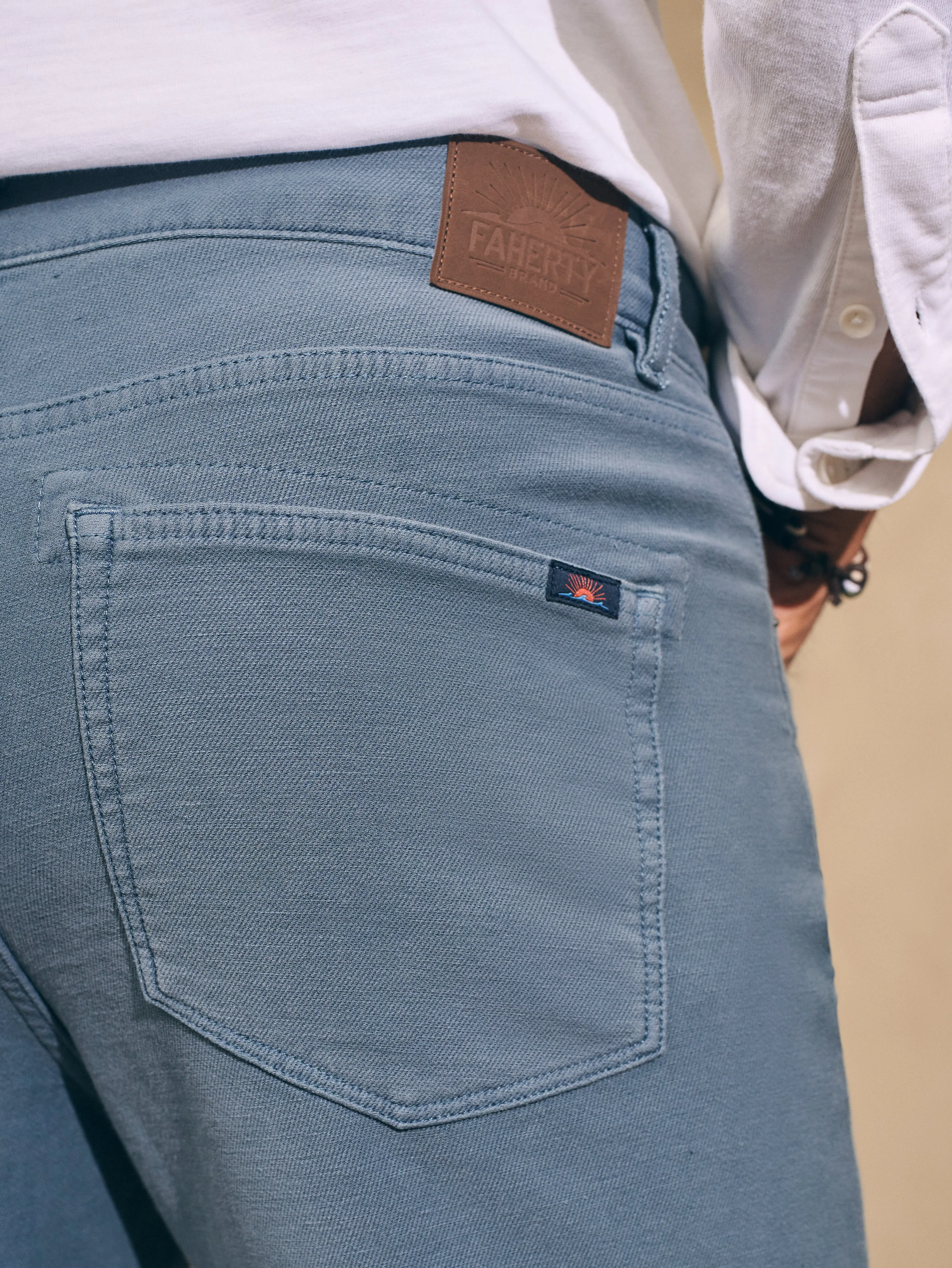 Stretch Terry 5-Pocket Pant (34" Inseam) - Faded Ocean sold by Faherty product image thumbnail 4
