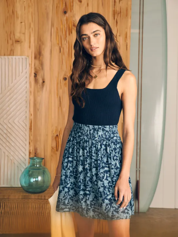 Eliza Mini Skirt - Blue Esna Floral sold by Faherty