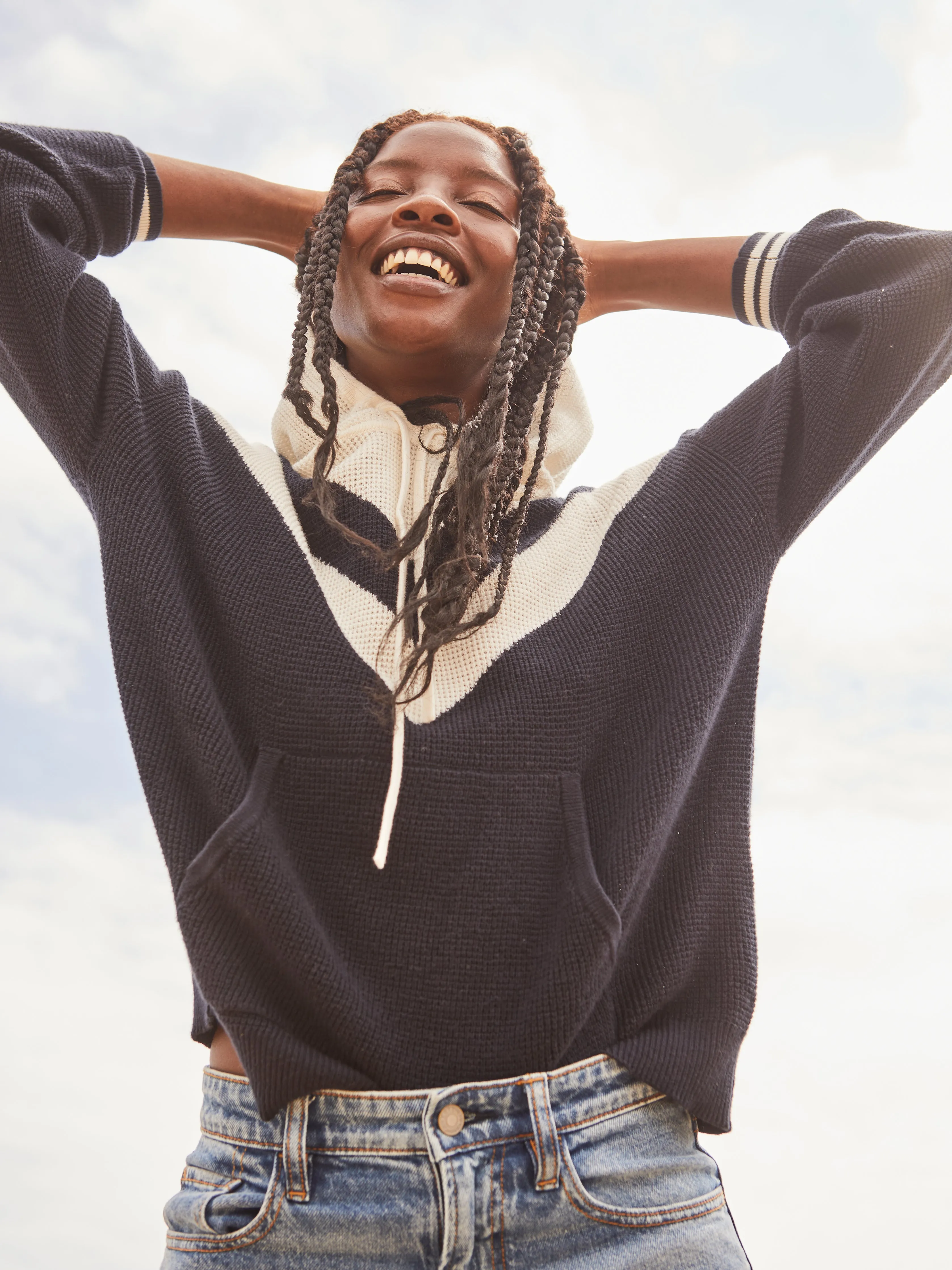 Throwback Waffle Hoodie - Varsity Blues sold by Faherty product image thumbnail 2