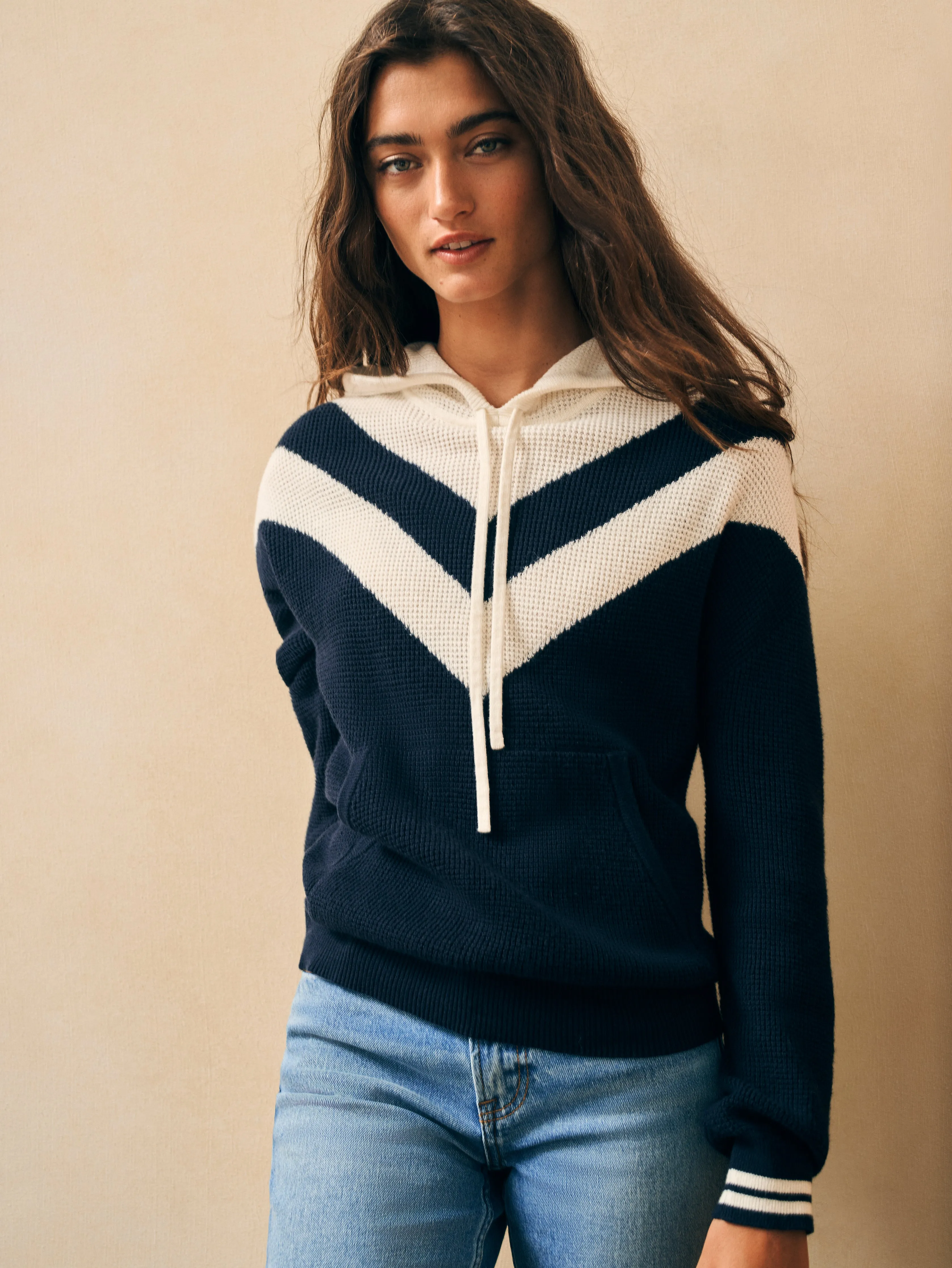 Throwback Waffle Hoodie - Varsity Blues sold by Faherty product image thumbnail 3