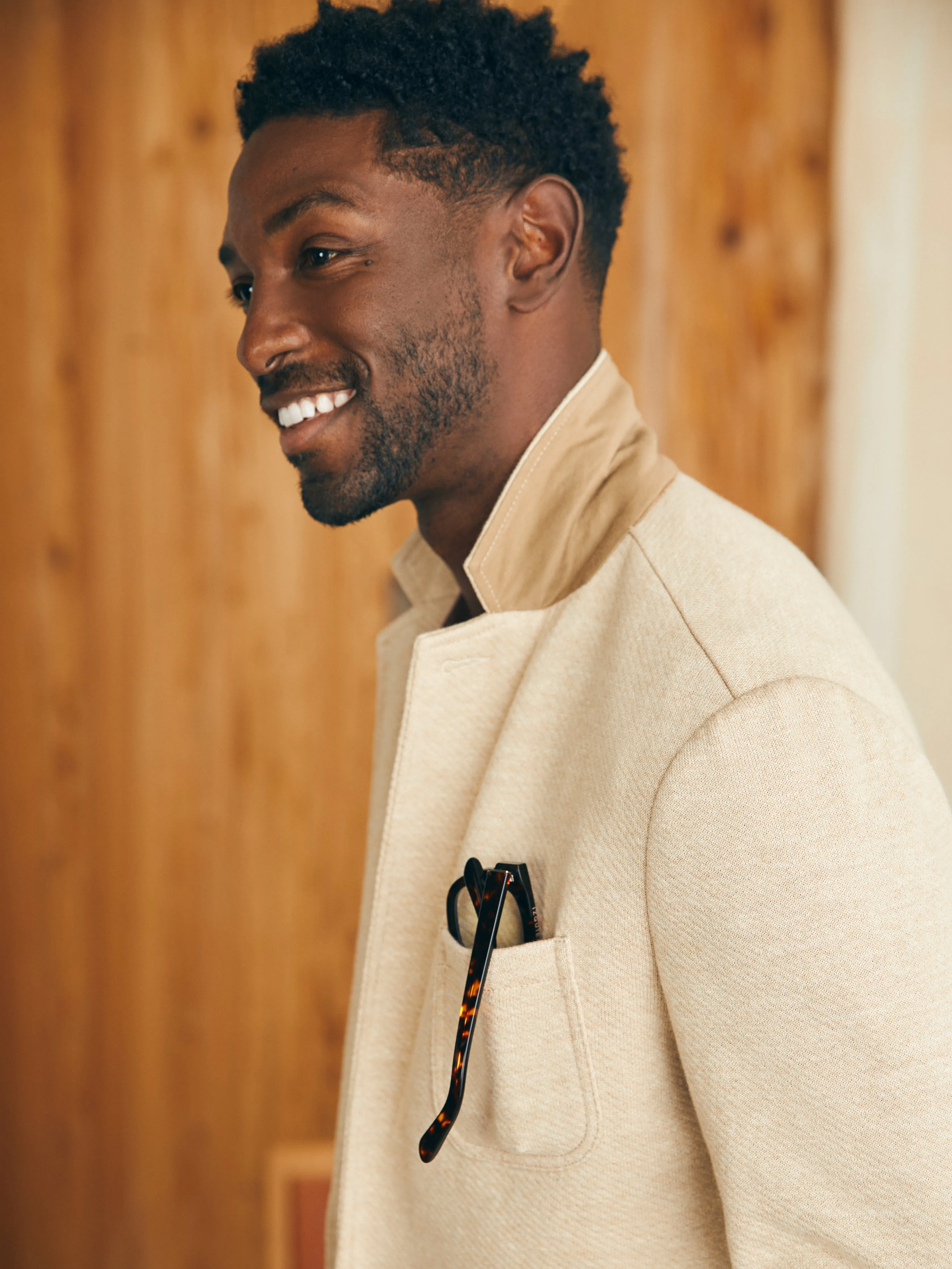 Inlet Knit Blazer - Khaki Fields Melange sold by Faherty product image thumbnail 2