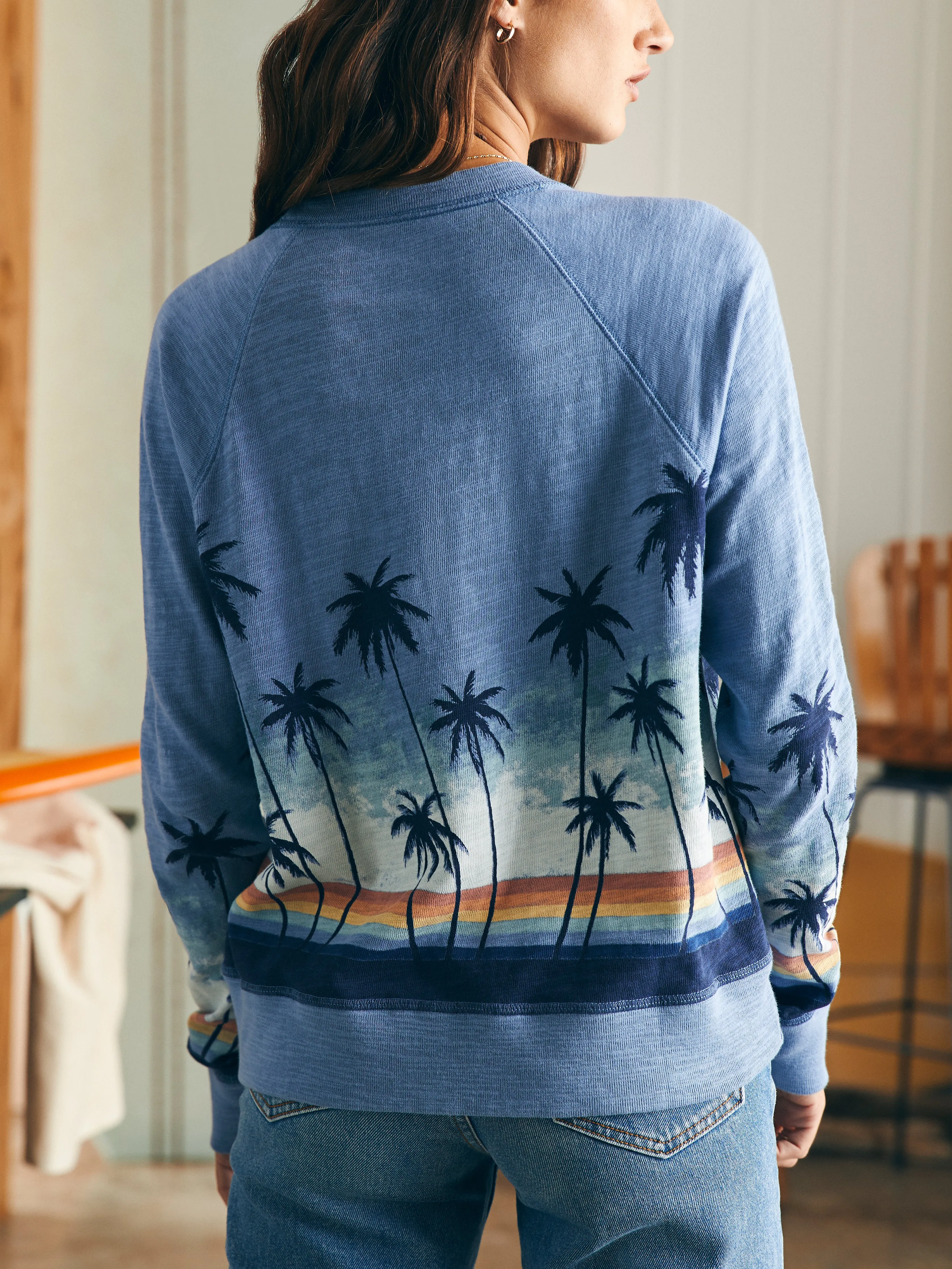 Sunwashed Slub Palm Crew - Palm Rainbow Ombre sold by Faherty product image thumbnail 2