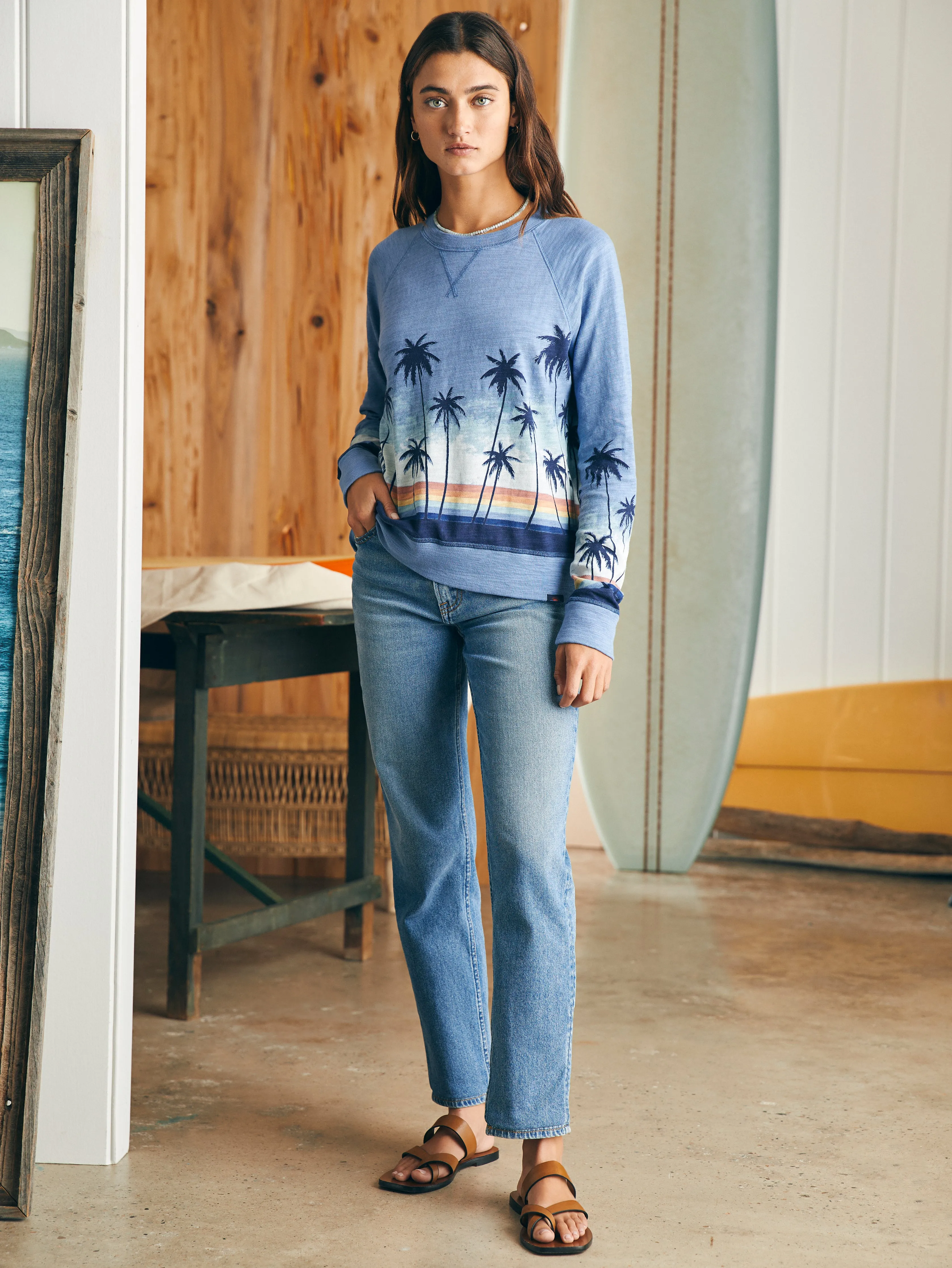 Sunwashed Slub Palm Crew - Palm Rainbow Ombre sold by Faherty product image thumbnail 5