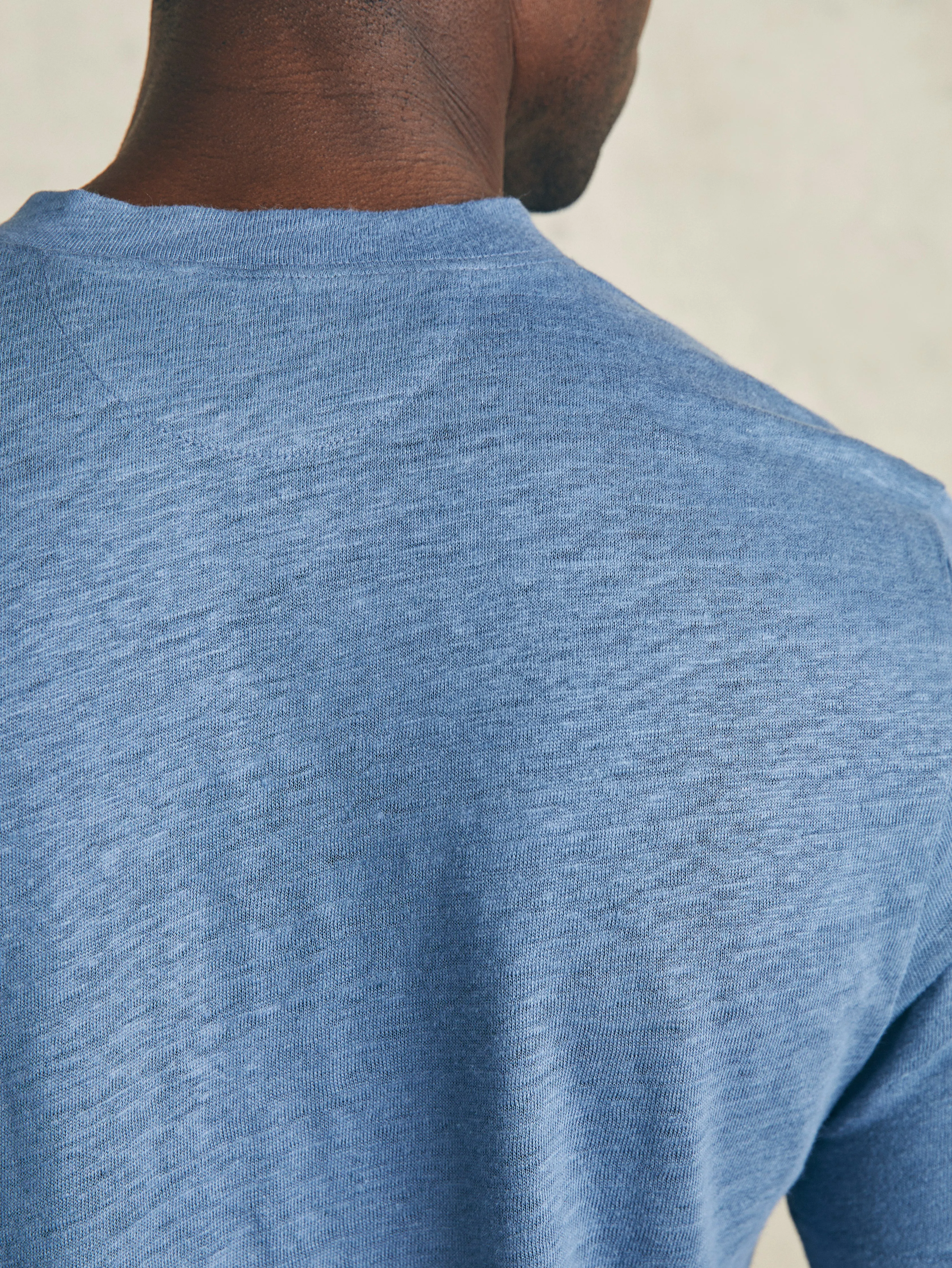 Short-Sleeve Linen Henley - Breaker Blue sold by Faherty product image thumbnail 5