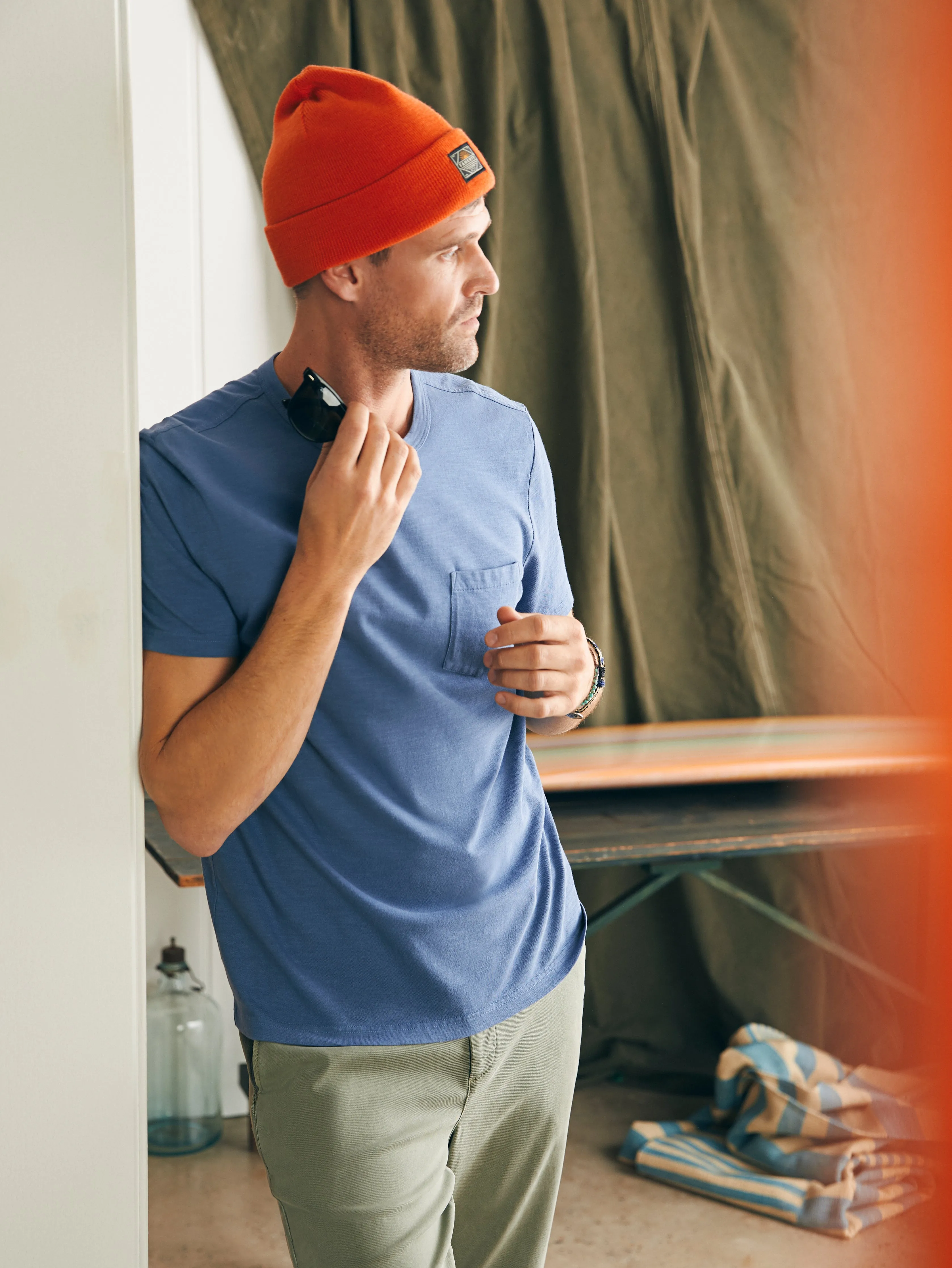 Sunwashed Pocket Tee (Tall) - Blue Horizon sold by Faherty