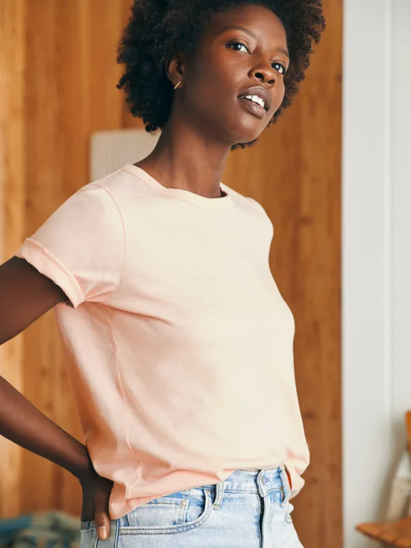 Sunwashed Crew Tee - Peach Whip sold by Faherty