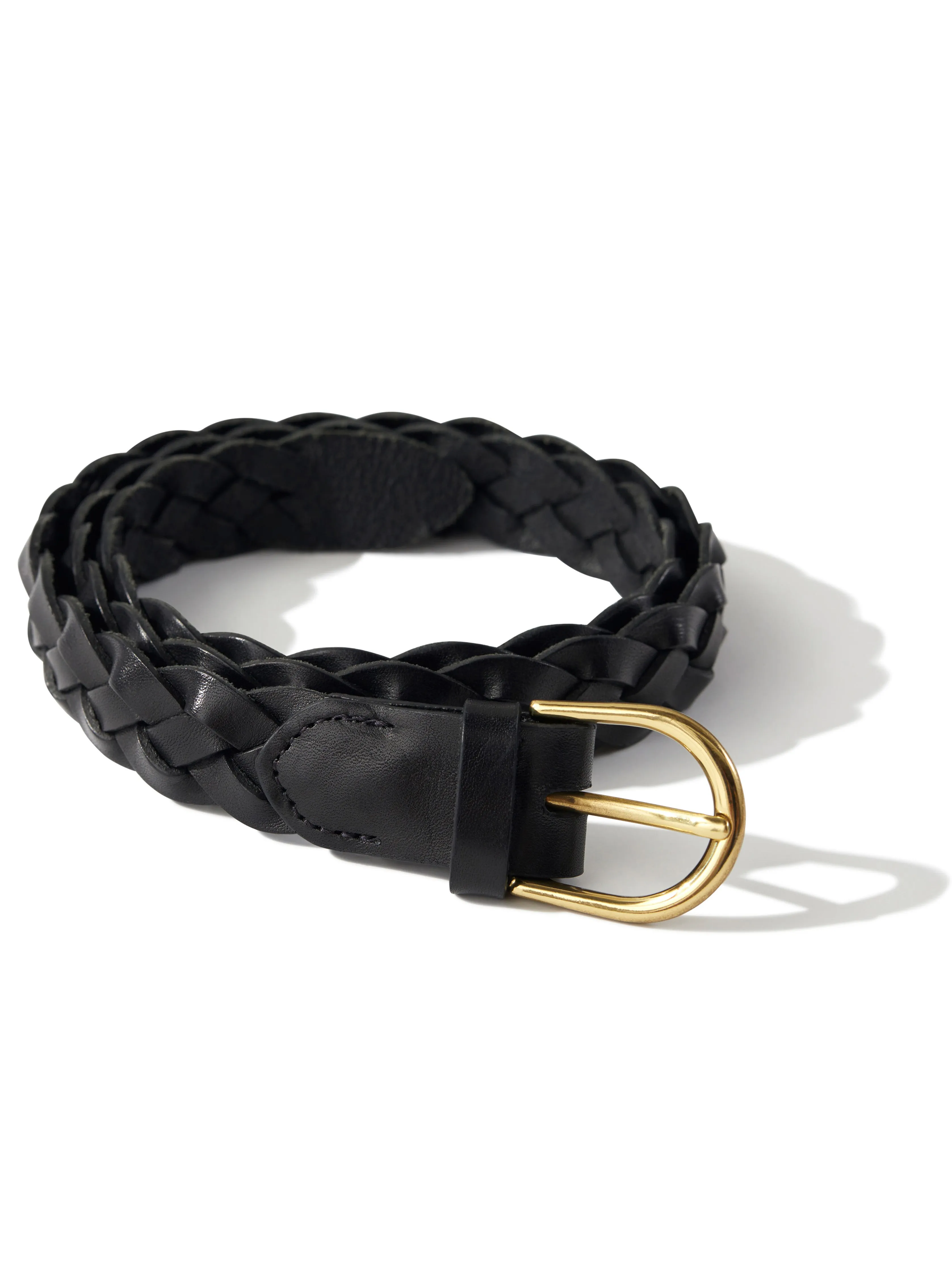 Braided Leather Belt - Black sold by Faherty