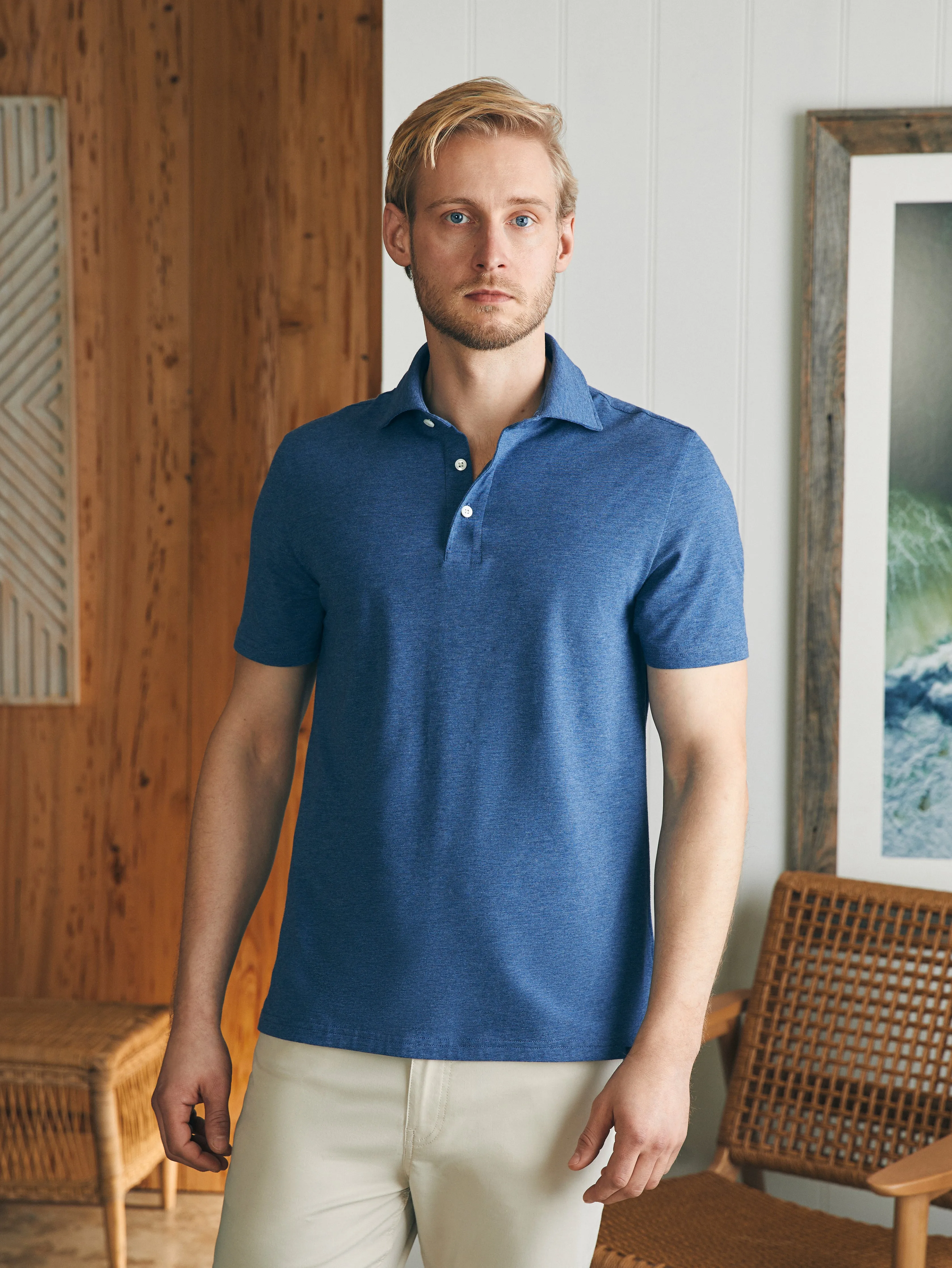 Short-Sleeve Movement™ Polo Shirt - Sea Navy Heather sold by Faherty product image thumbnail 4