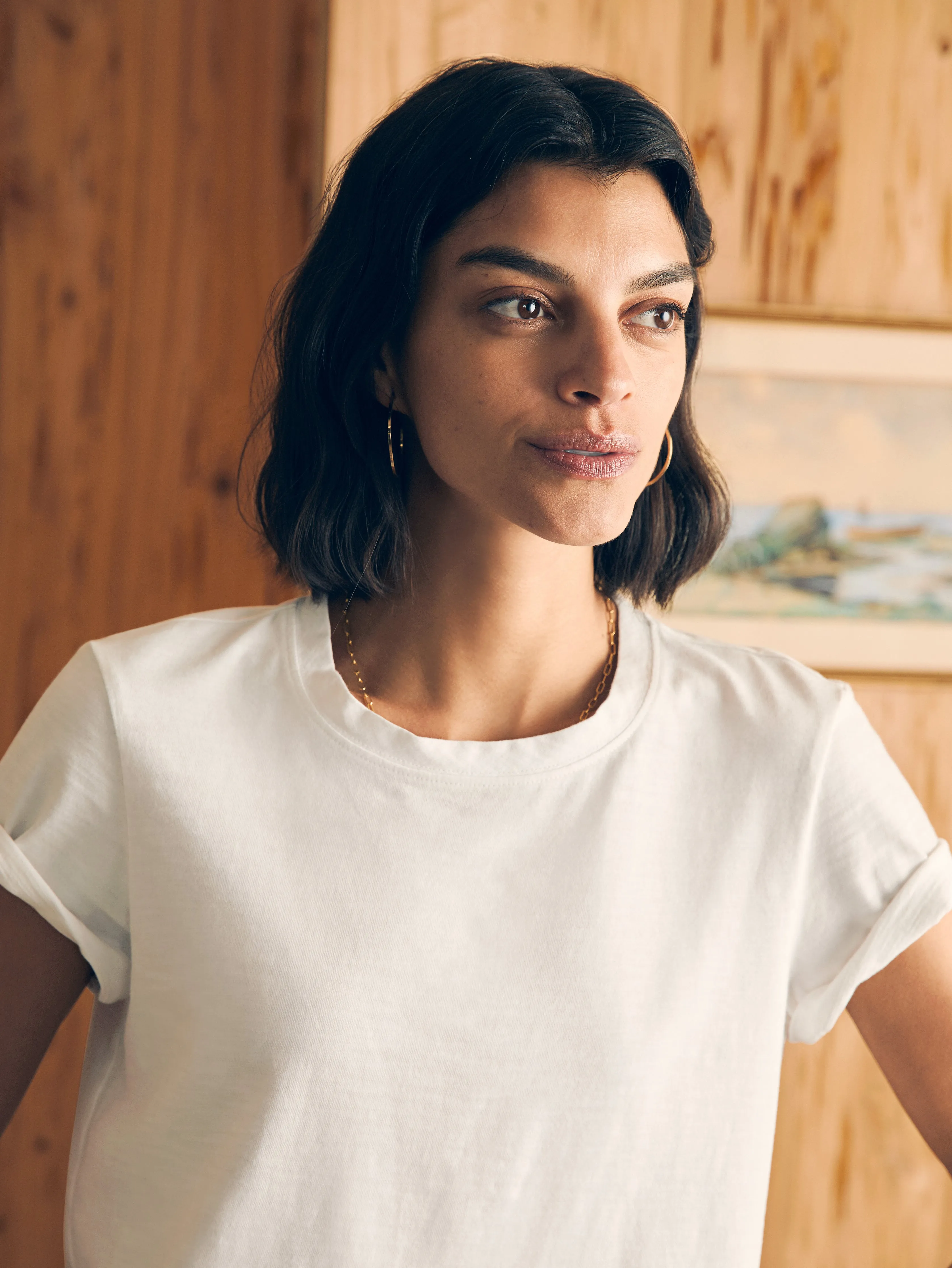 Sunwashed Cropped Crew Tee - White sold by Faherty product image thumbnail 2
