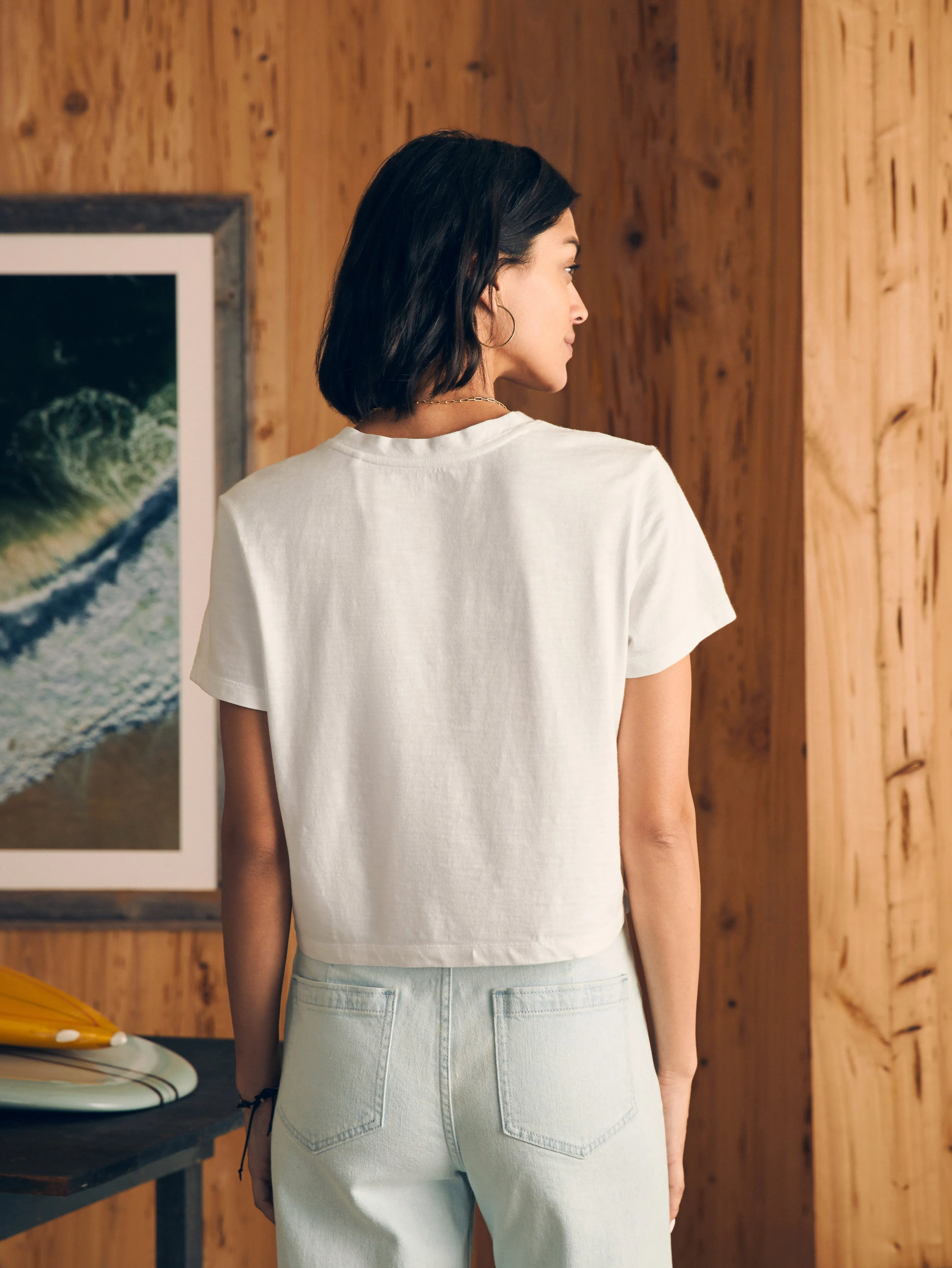 Sunwashed Cropped Crew Tee - White sold by Faherty product image thumbnail 5