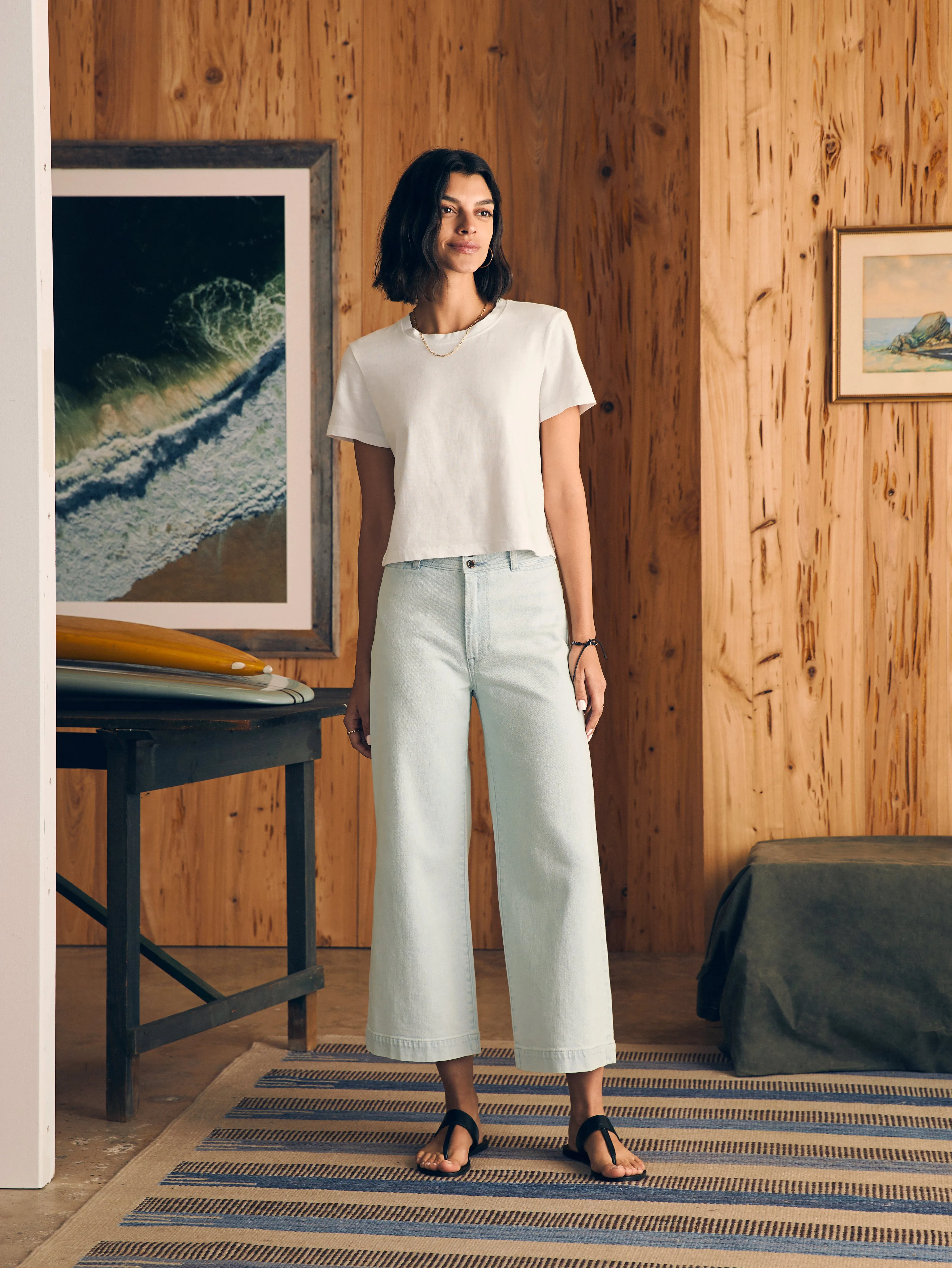 Sunwashed Cropped Crew Tee - White sold by Faherty product image thumbnail 4