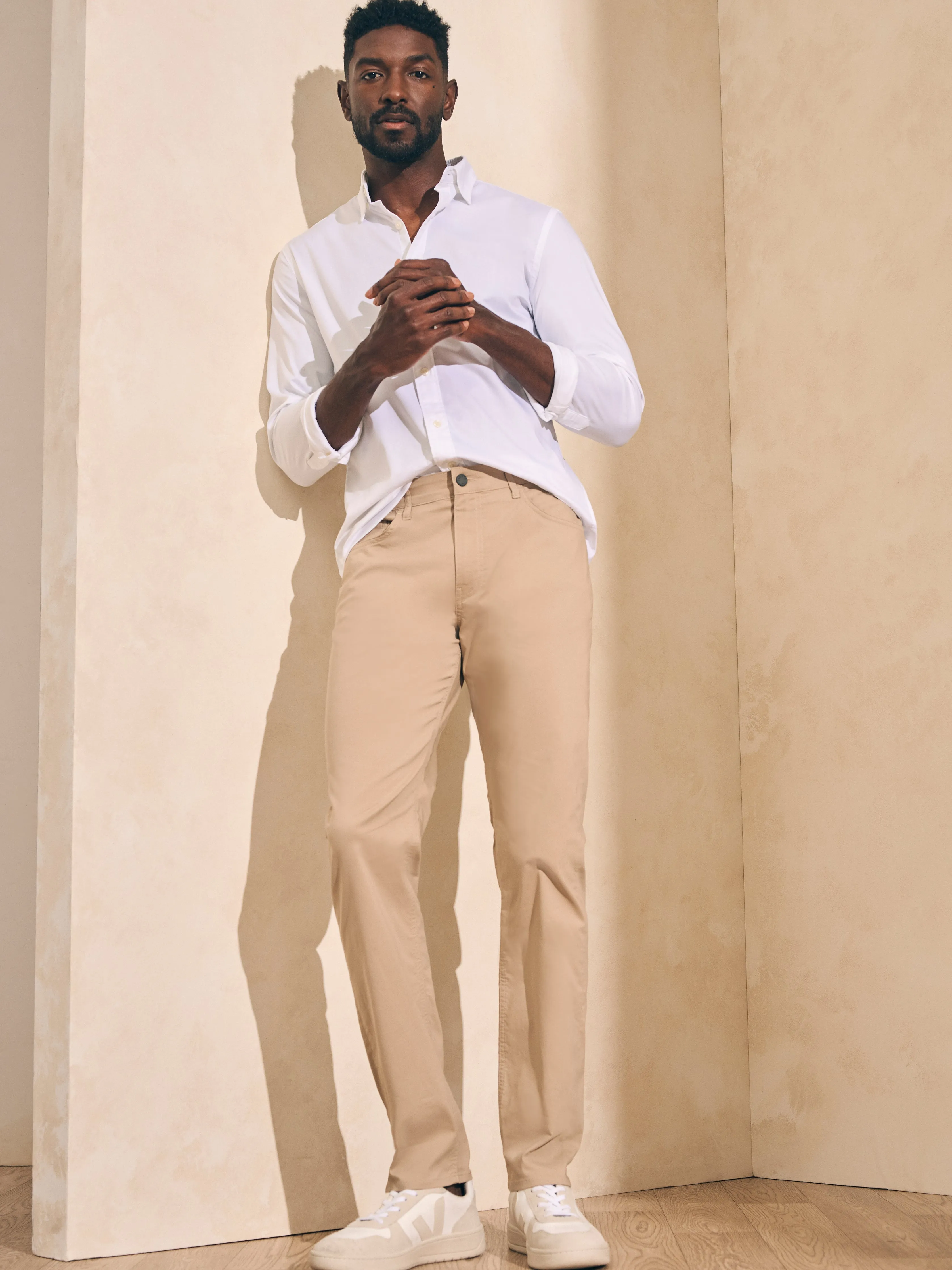 Movement™ 5-Pocket Pant (32" Inseam) - Island West Khaki sold by Faherty product image thumbnail 4