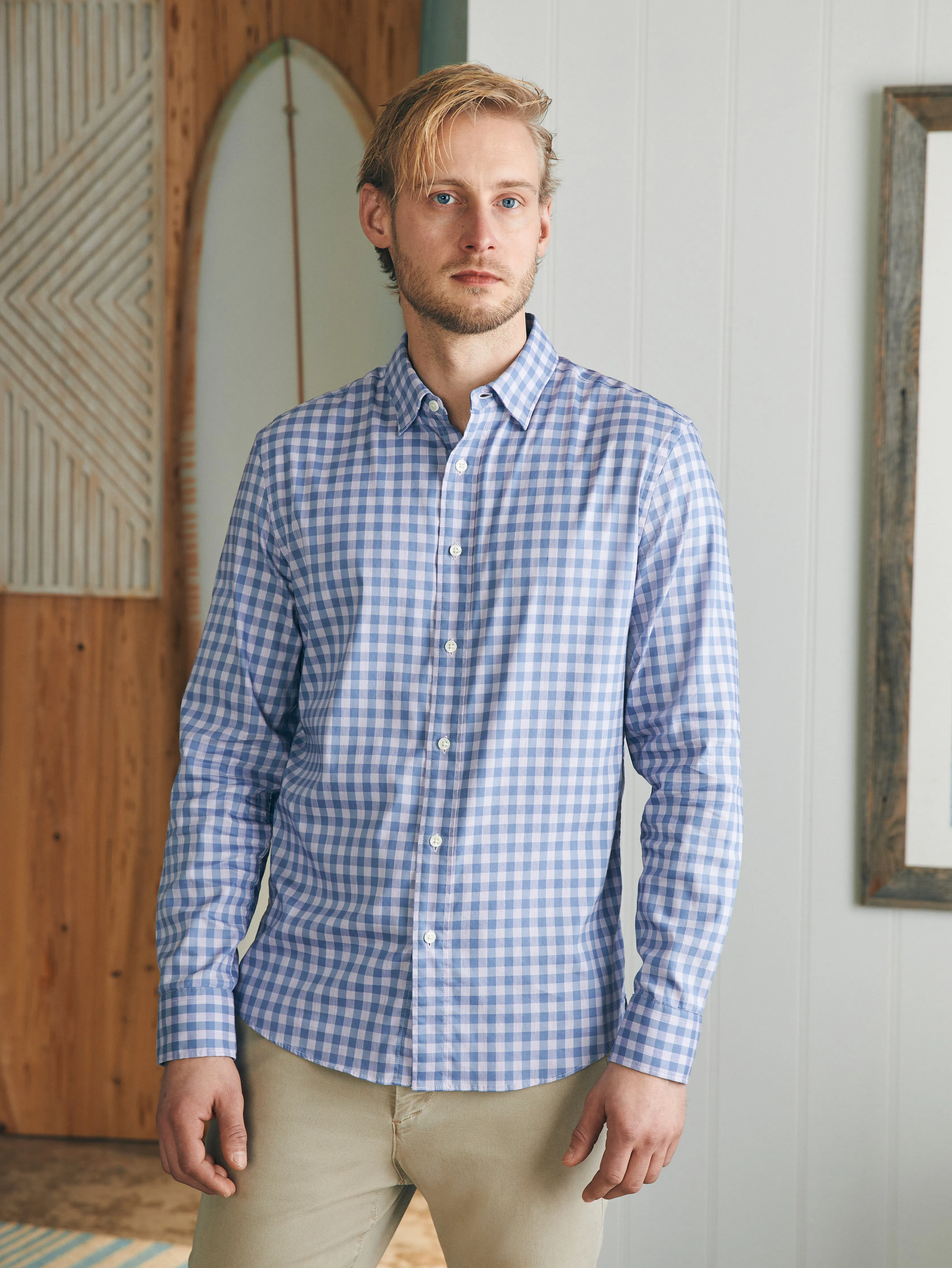 Movement™ Shirt - Lilac Waters Gingham sold by Faherty product image thumbnail 2