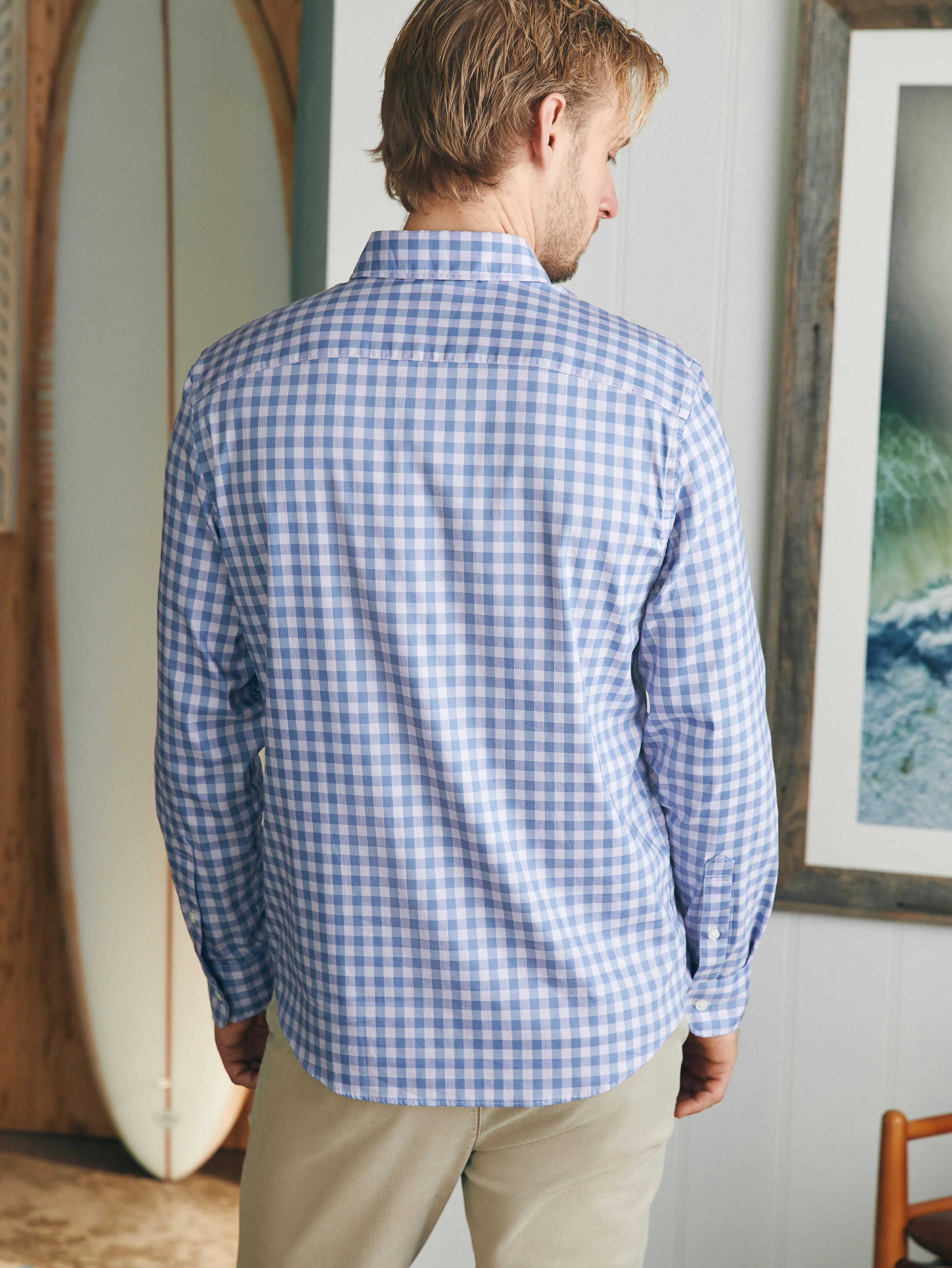 Movement™ Shirt - Lilac Waters Gingham sold by Faherty product image thumbnail 5