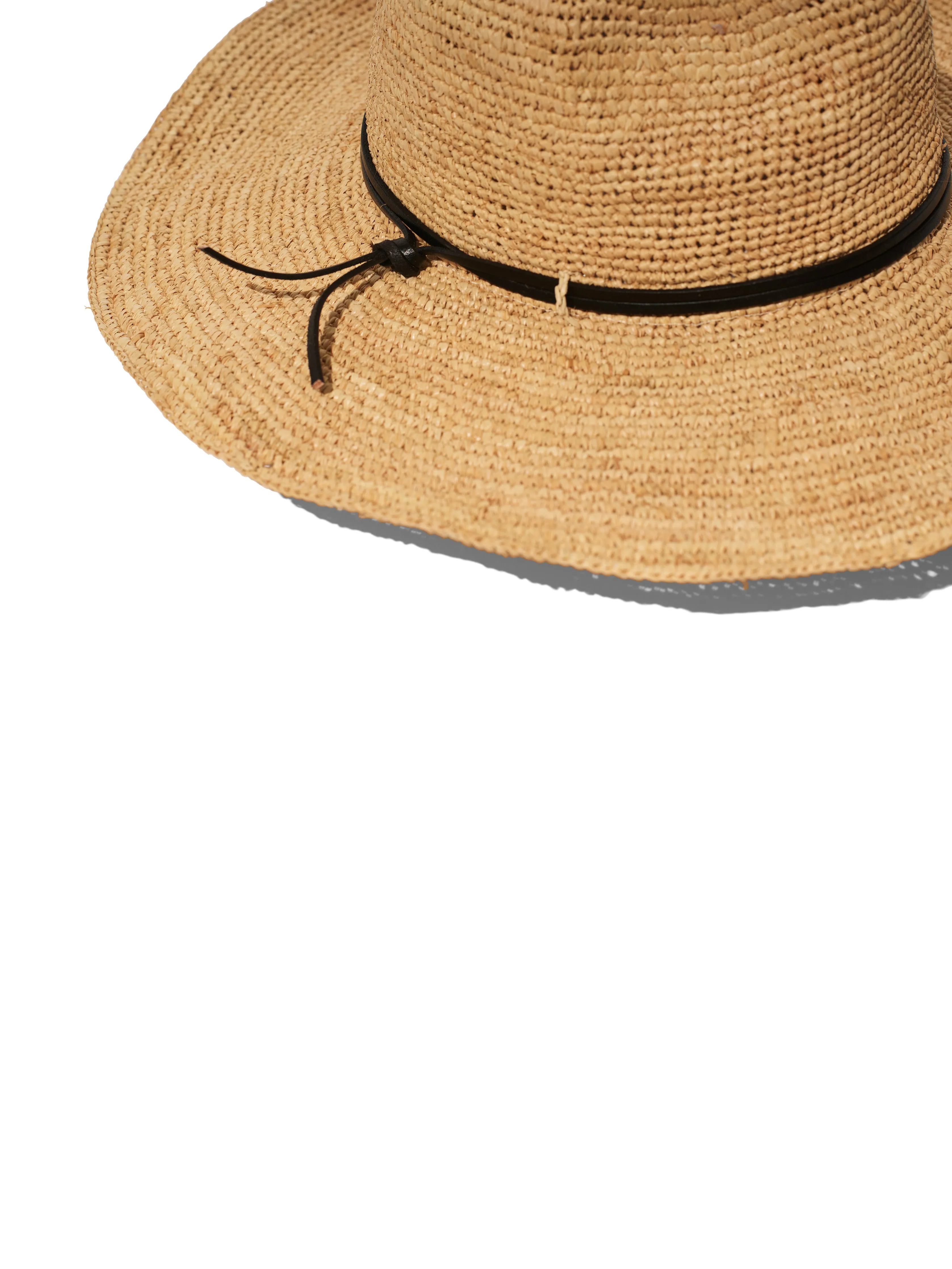 Leather-Trimmed Raffia Straw Hat - Natural sold by Faherty product image thumbnail 2