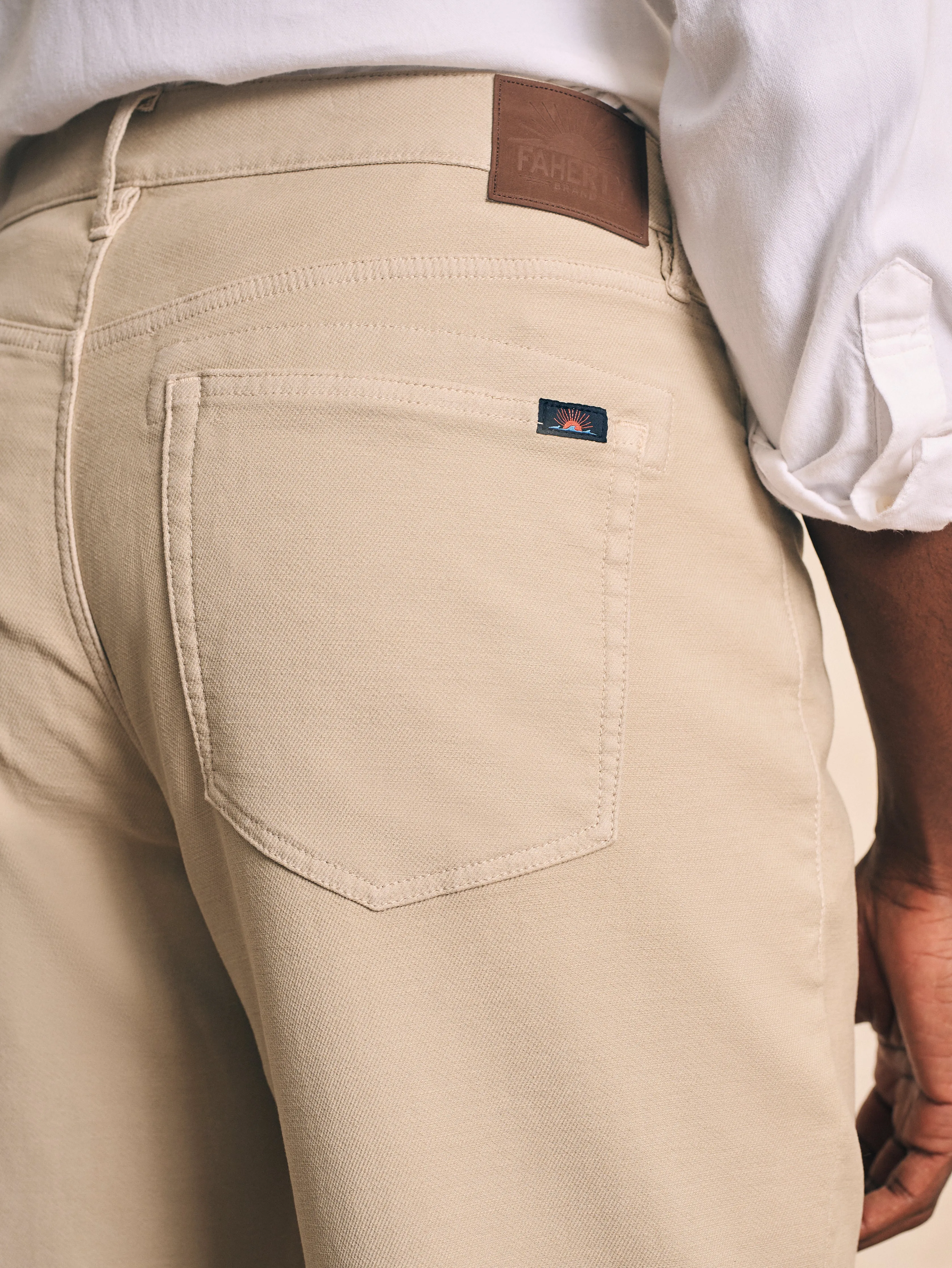 Stretch Terry 5-Pocket Athletic Fit Pant (30" Inseam) - Stone sold by Faherty product image thumbnail 5