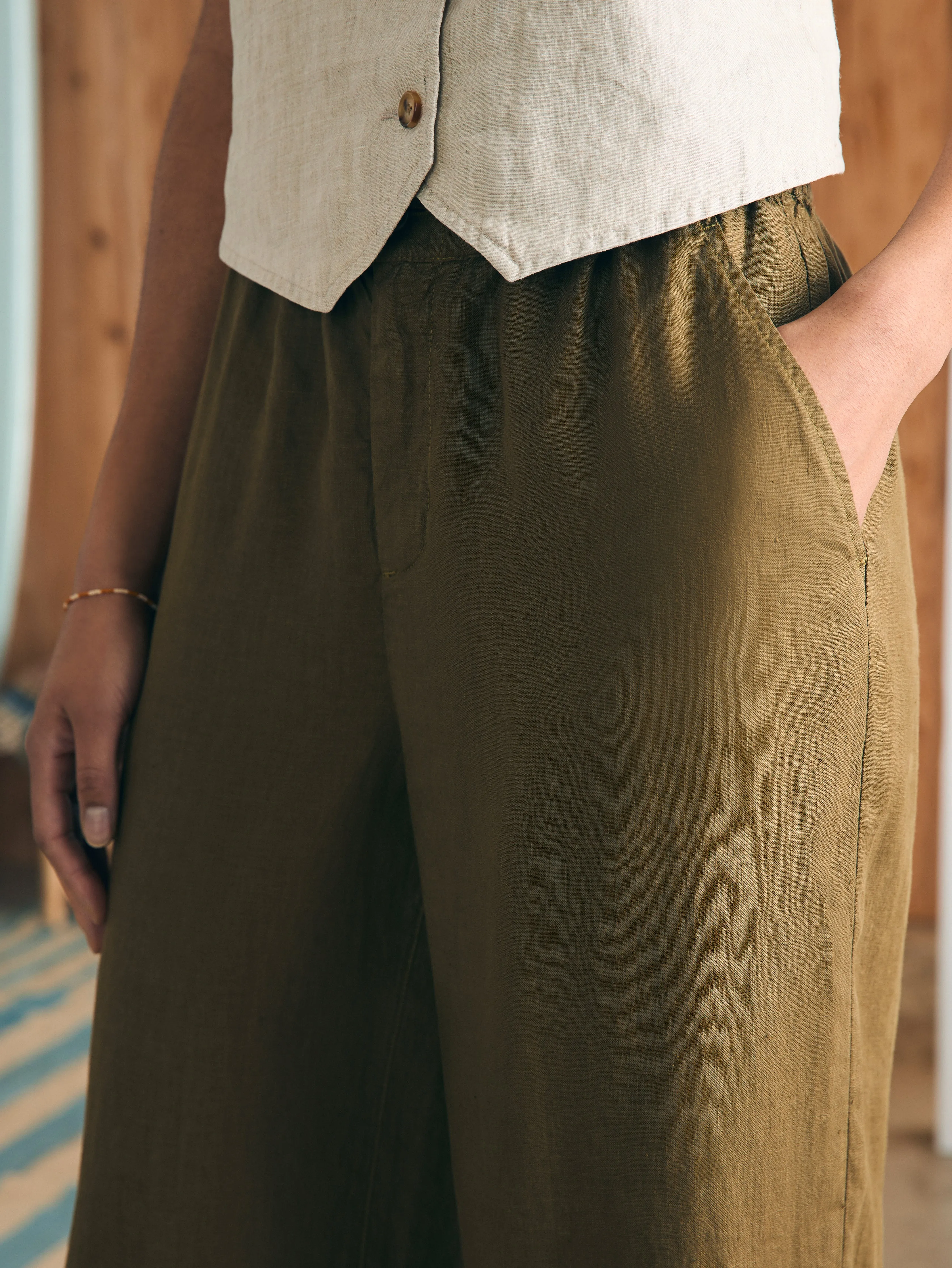 Monterey Linen Pant - Military Olive sold by Faherty product image thumbnail 2