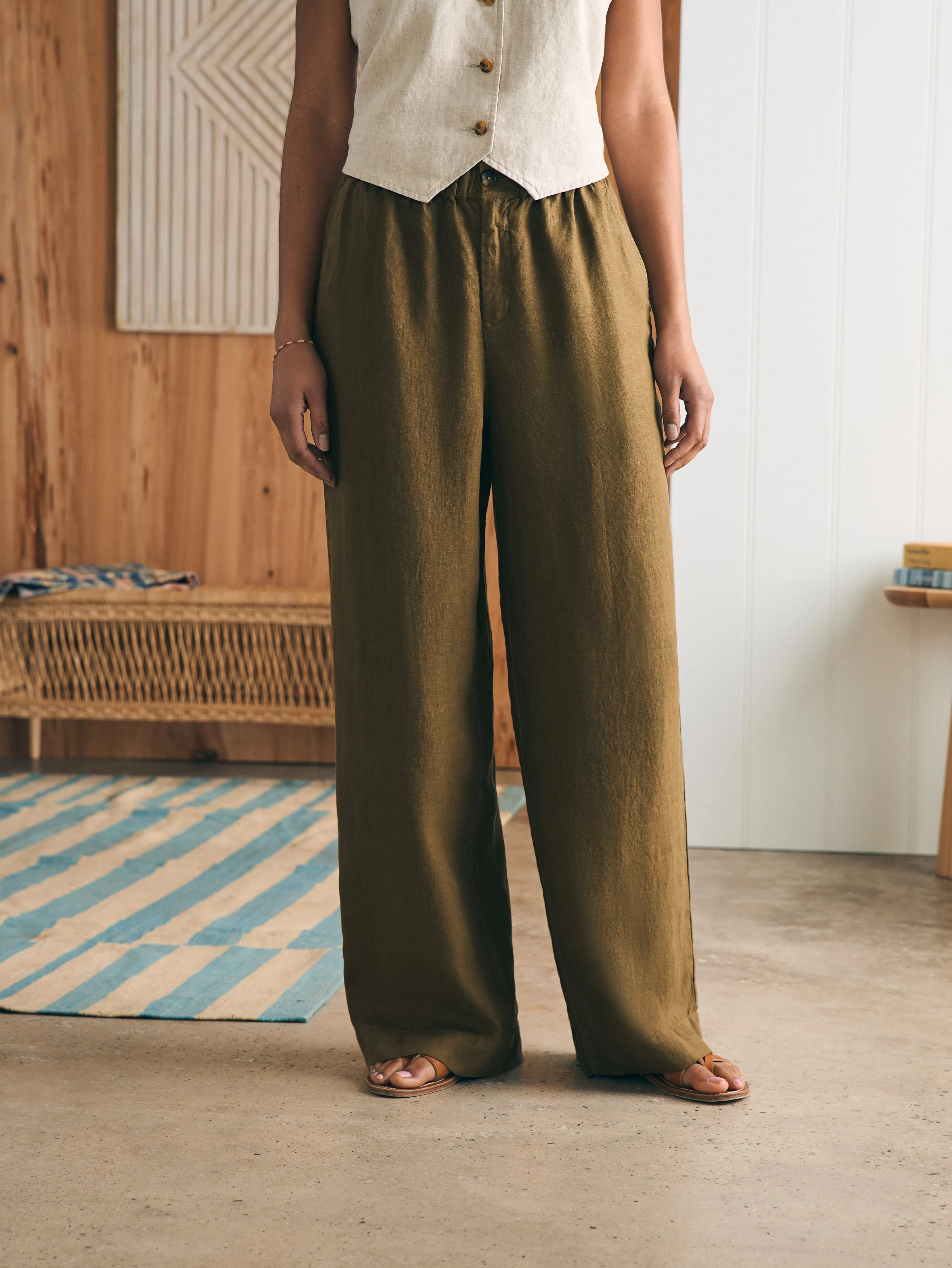 Monterey Linen Pant - Military Olive sold by Faherty product image thumbnail 4