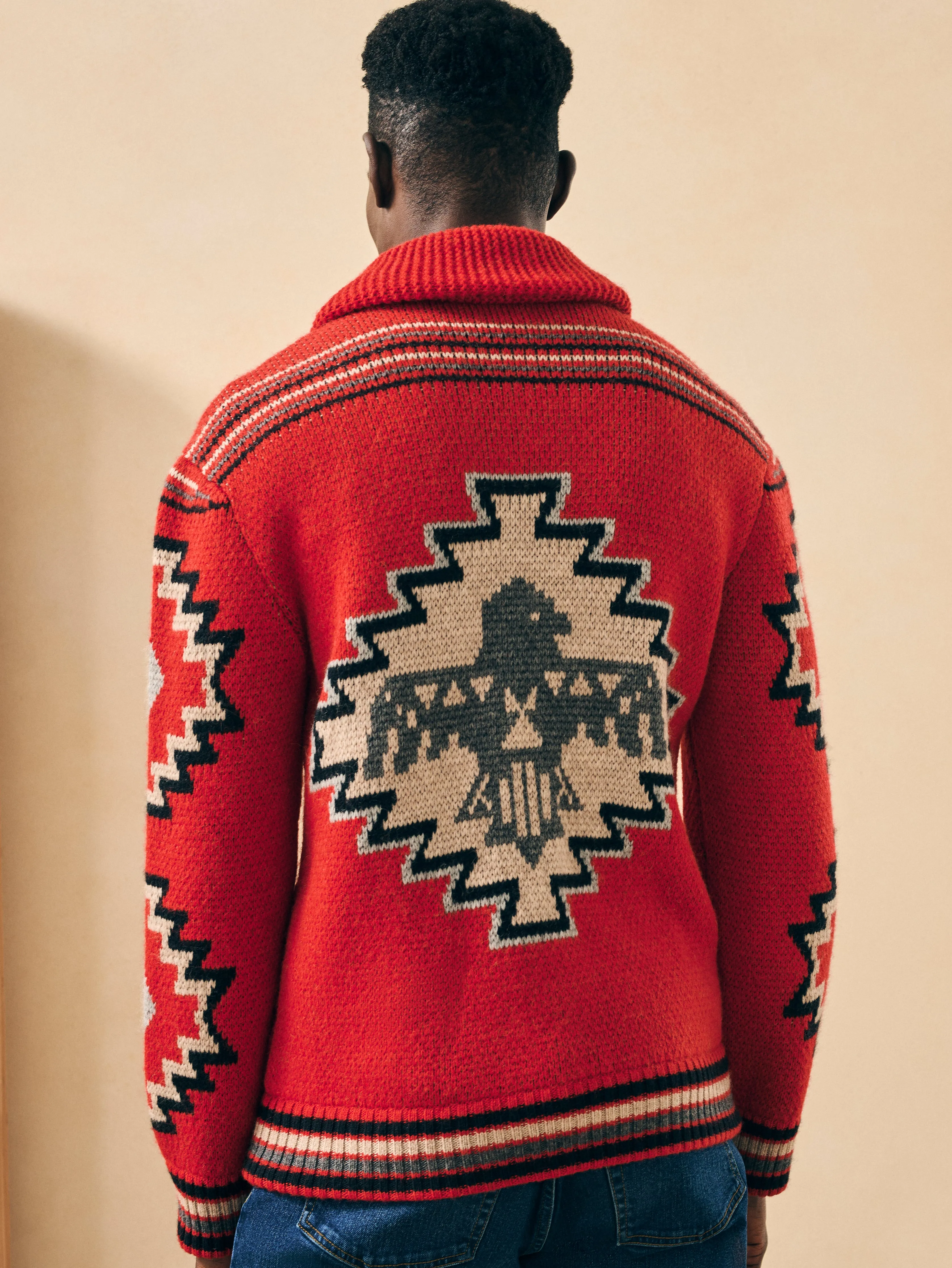 Steven Paul Judd Thunderbird Cardigan - Red Thunderbird sold by Faherty product image thumbnail 2