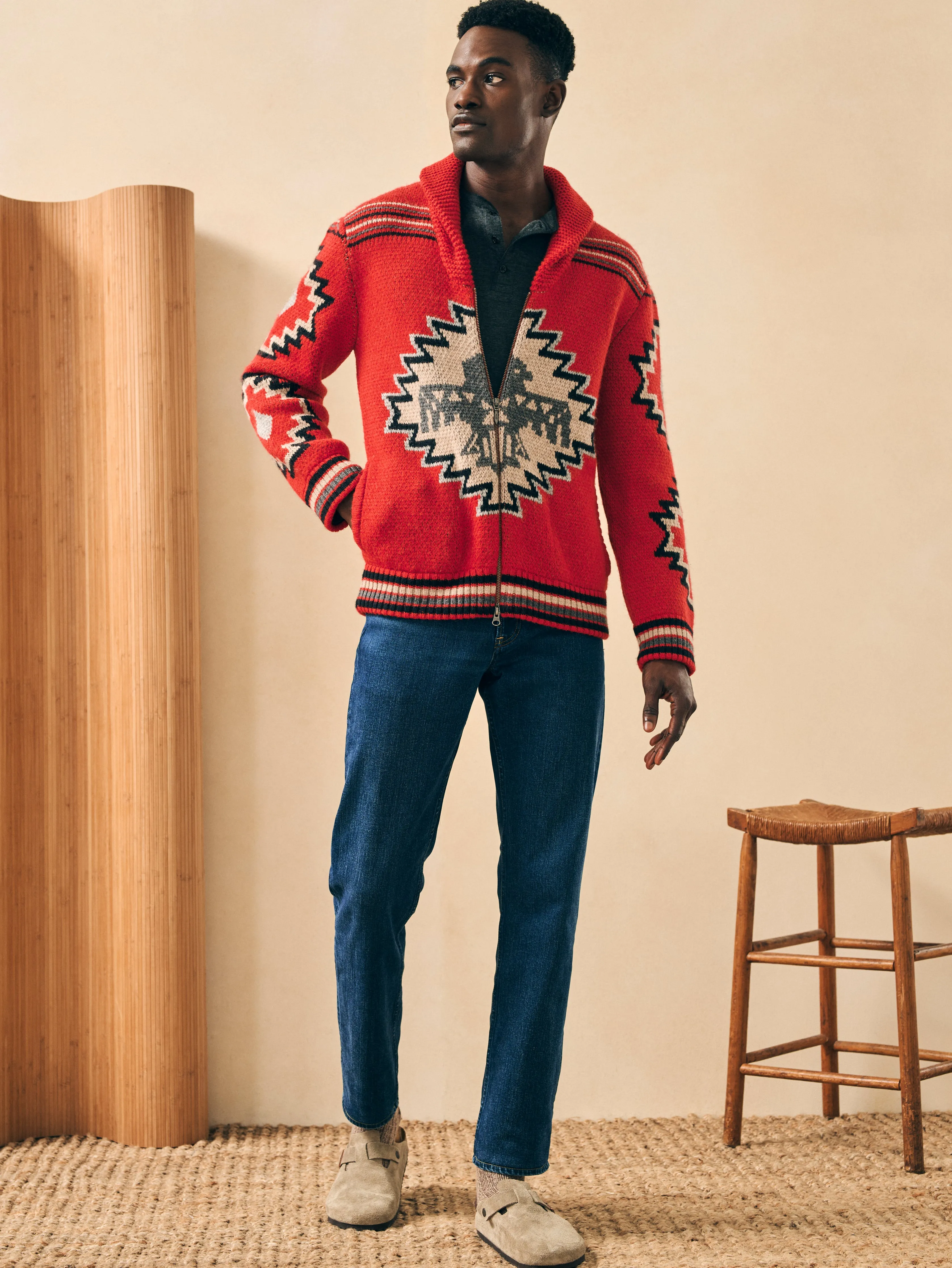 Steven Paul Judd Thunderbird Cardigan - Red Thunderbird sold by Faherty product image thumbnail 4