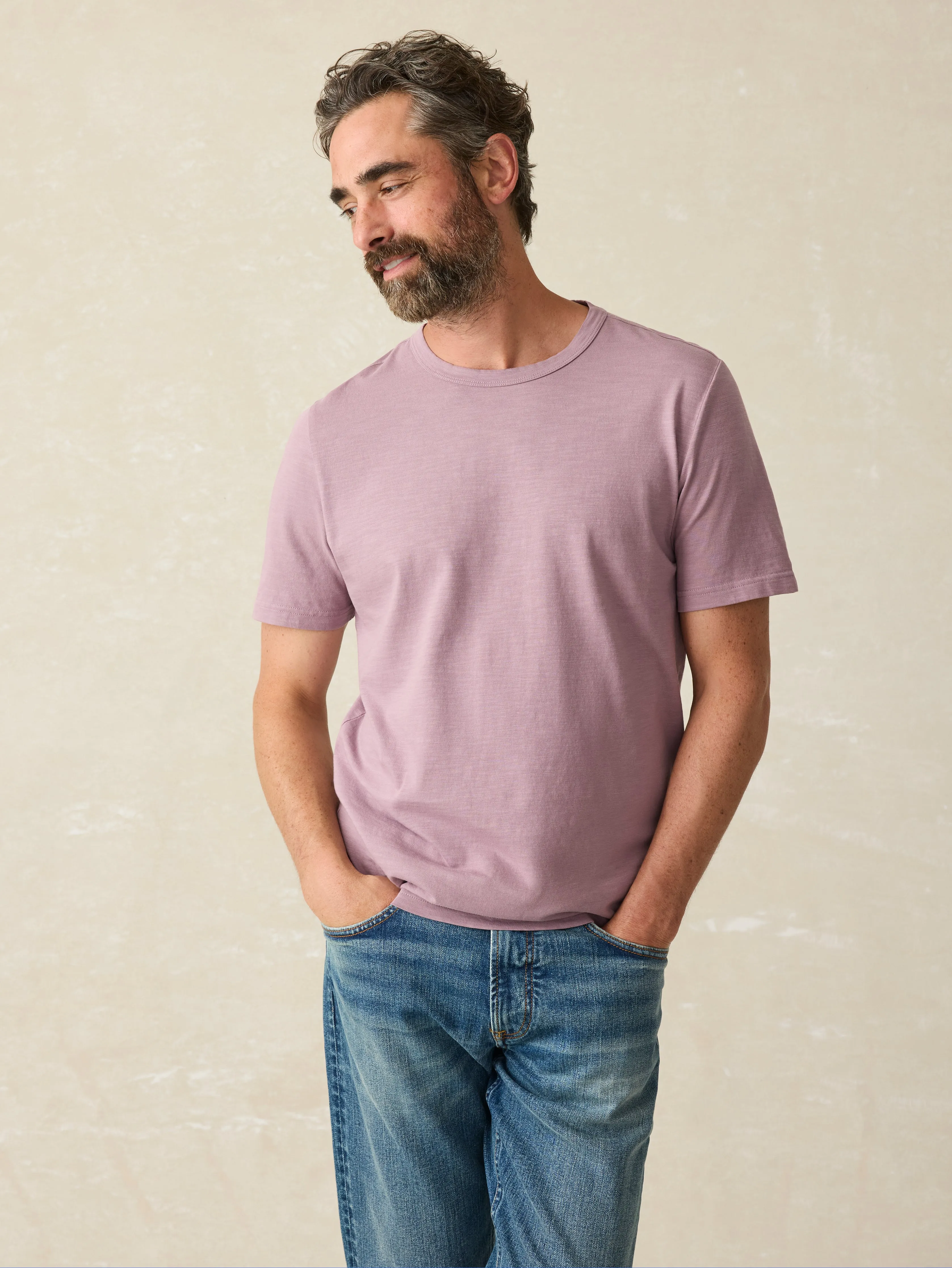 Sunwashed Tee - Faded Grape sold by Faherty