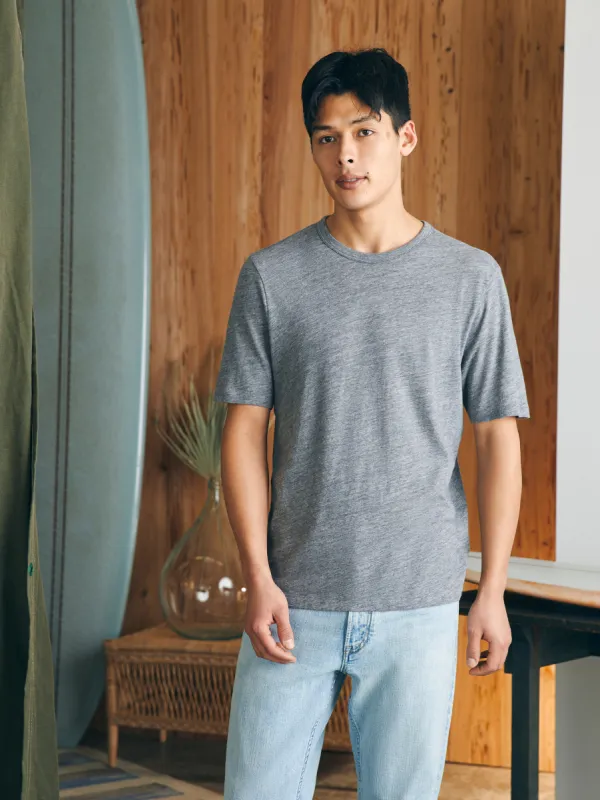 Short-Sleeve Vintage Chambray Tee - Mineral Grey Heather sold by Faherty