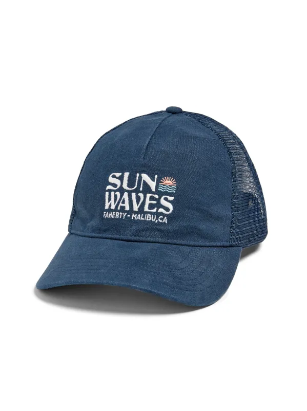 Malibu Retro Sun & Waves Trucker - Navy sold by Faherty