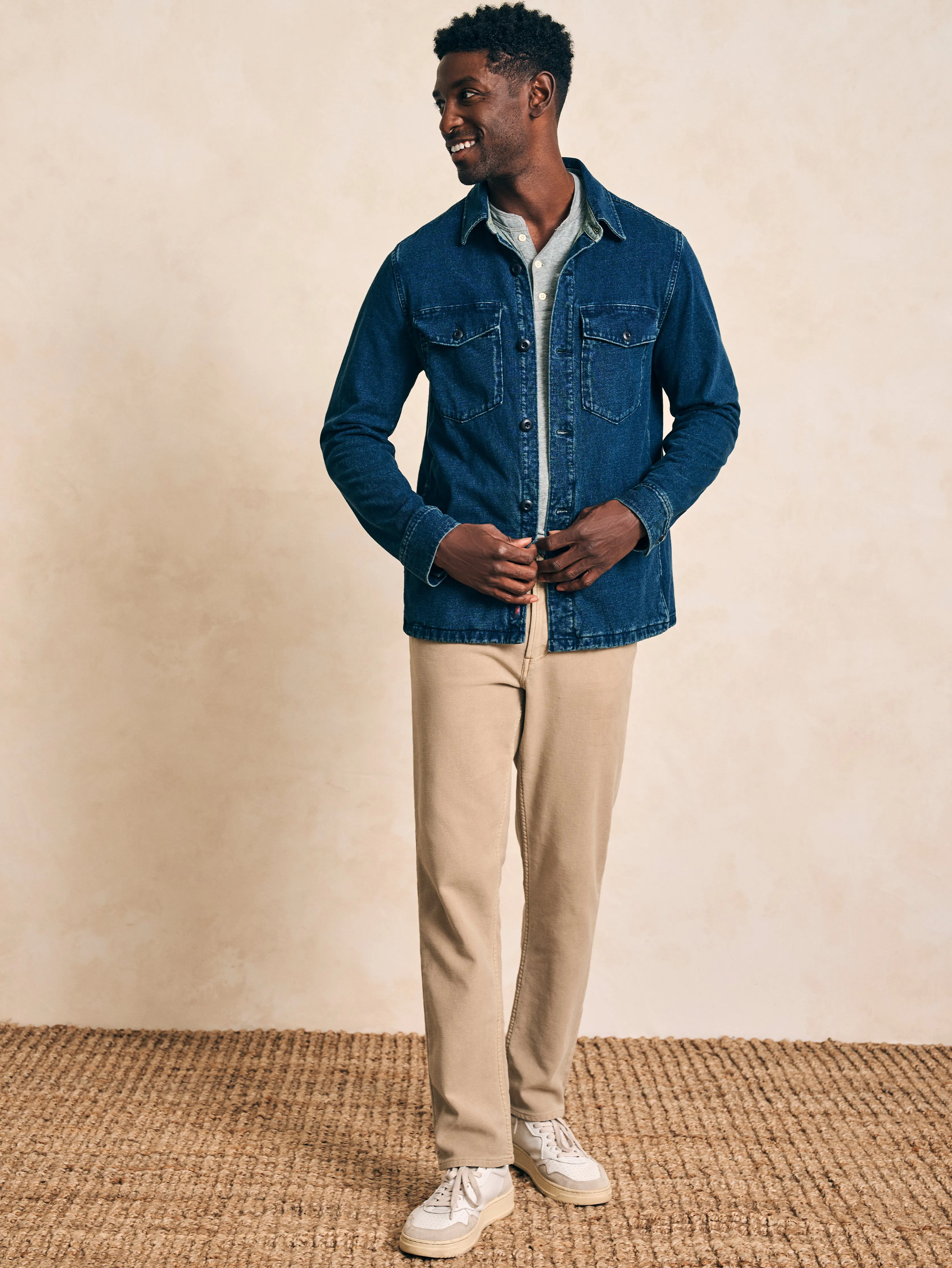 Jersey Shirt Jacket - Indigo sold by Faherty product image thumbnail 4
