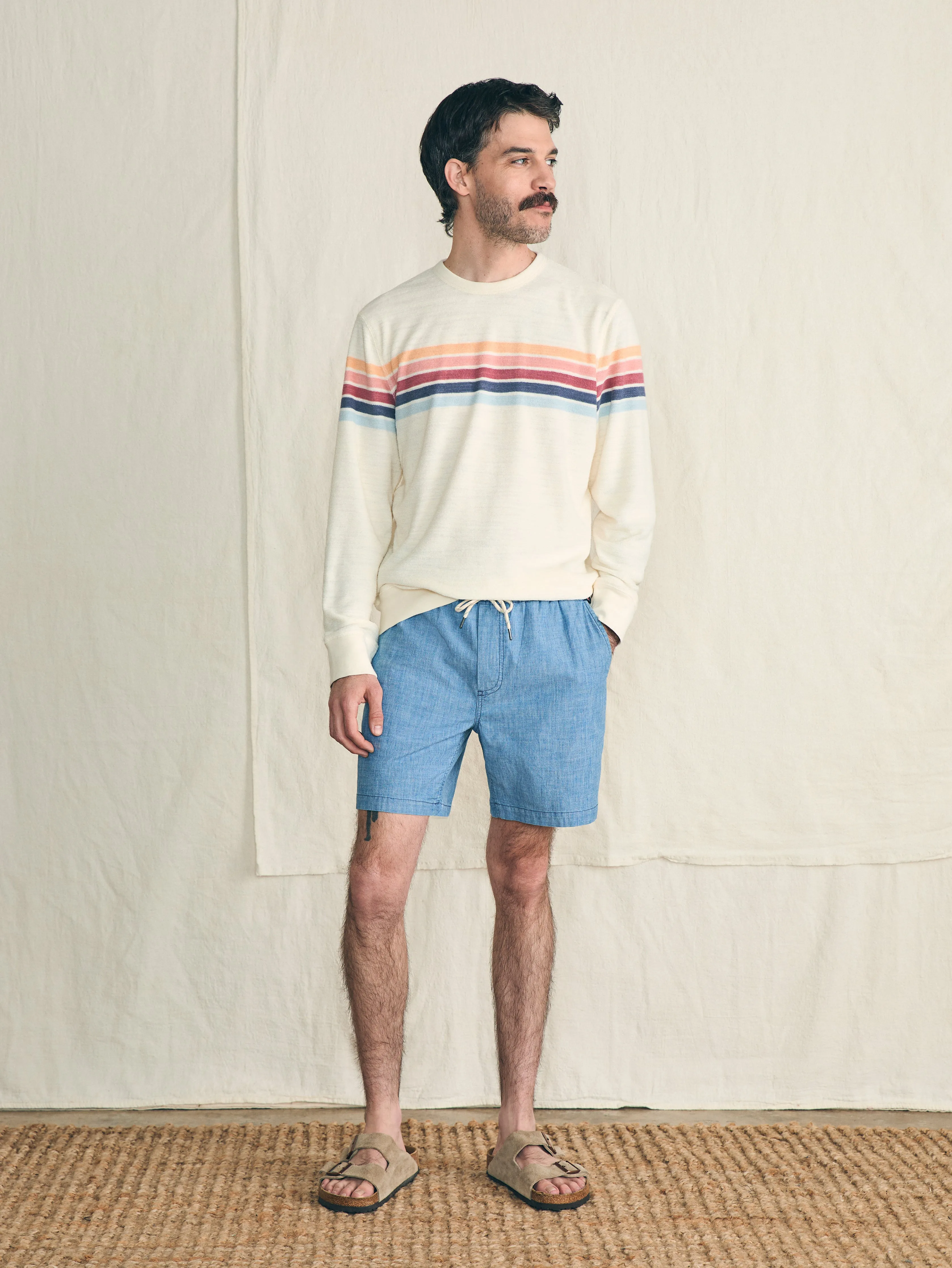 Cabana Towel Terry Crewneck - Seacoast Skyline Stripe sold by Faherty product image thumbnail 4