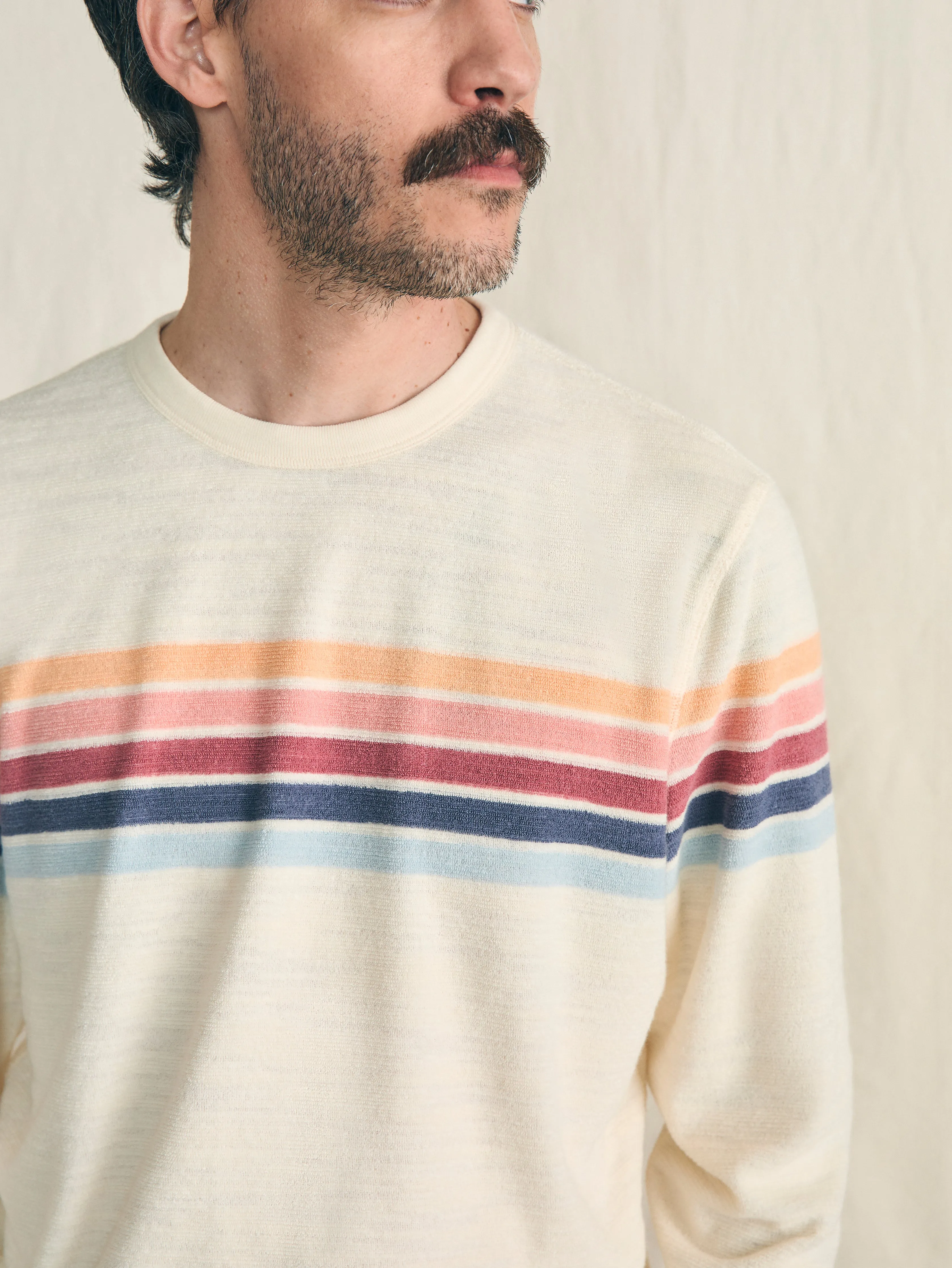 Cabana Towel Terry Crewneck - Seacoast Skyline Stripe sold by Faherty product image thumbnail 2