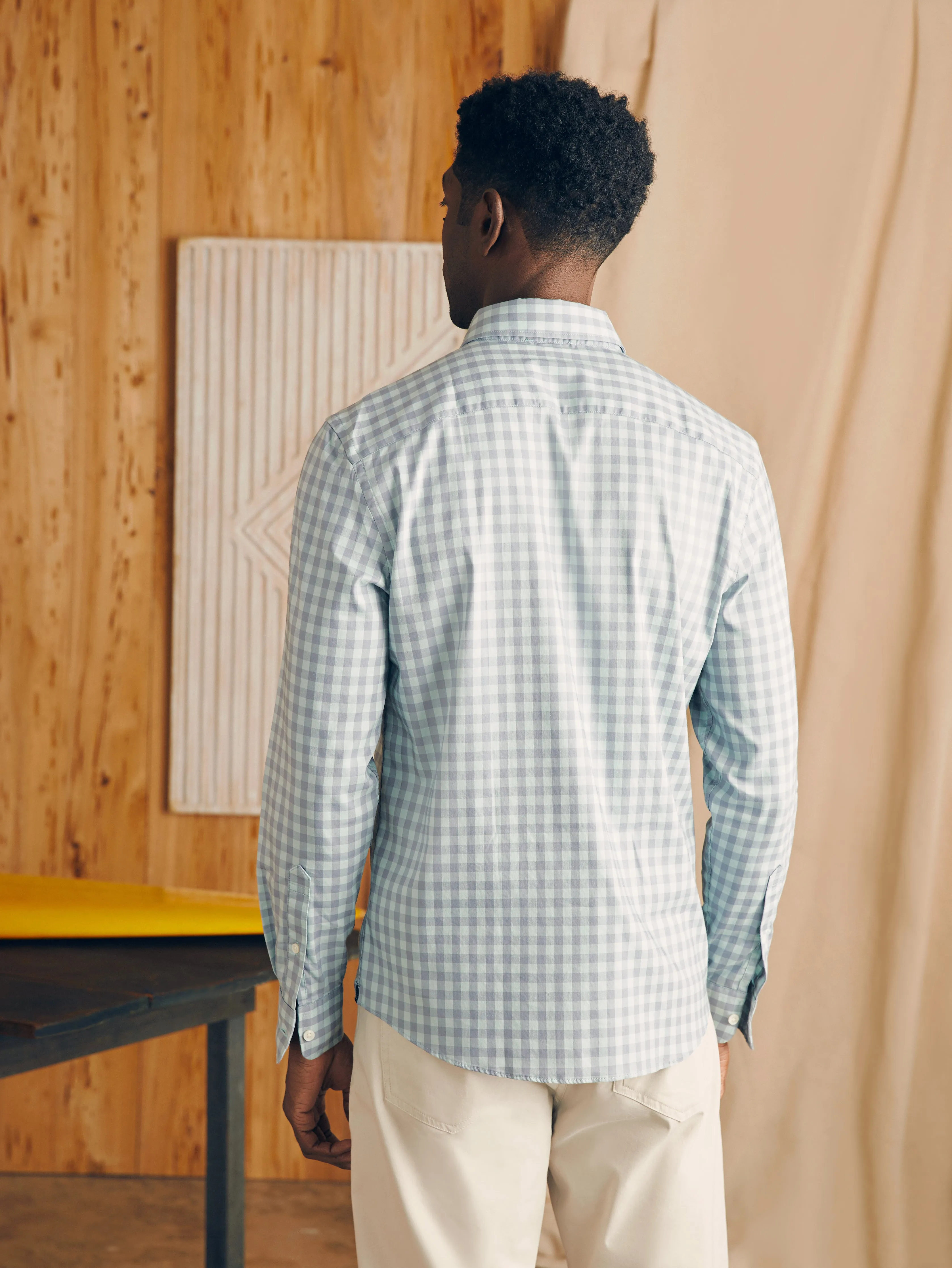 Movement™ Shirt - Teal Coast Gingham sold by Faherty product image thumbnail 5