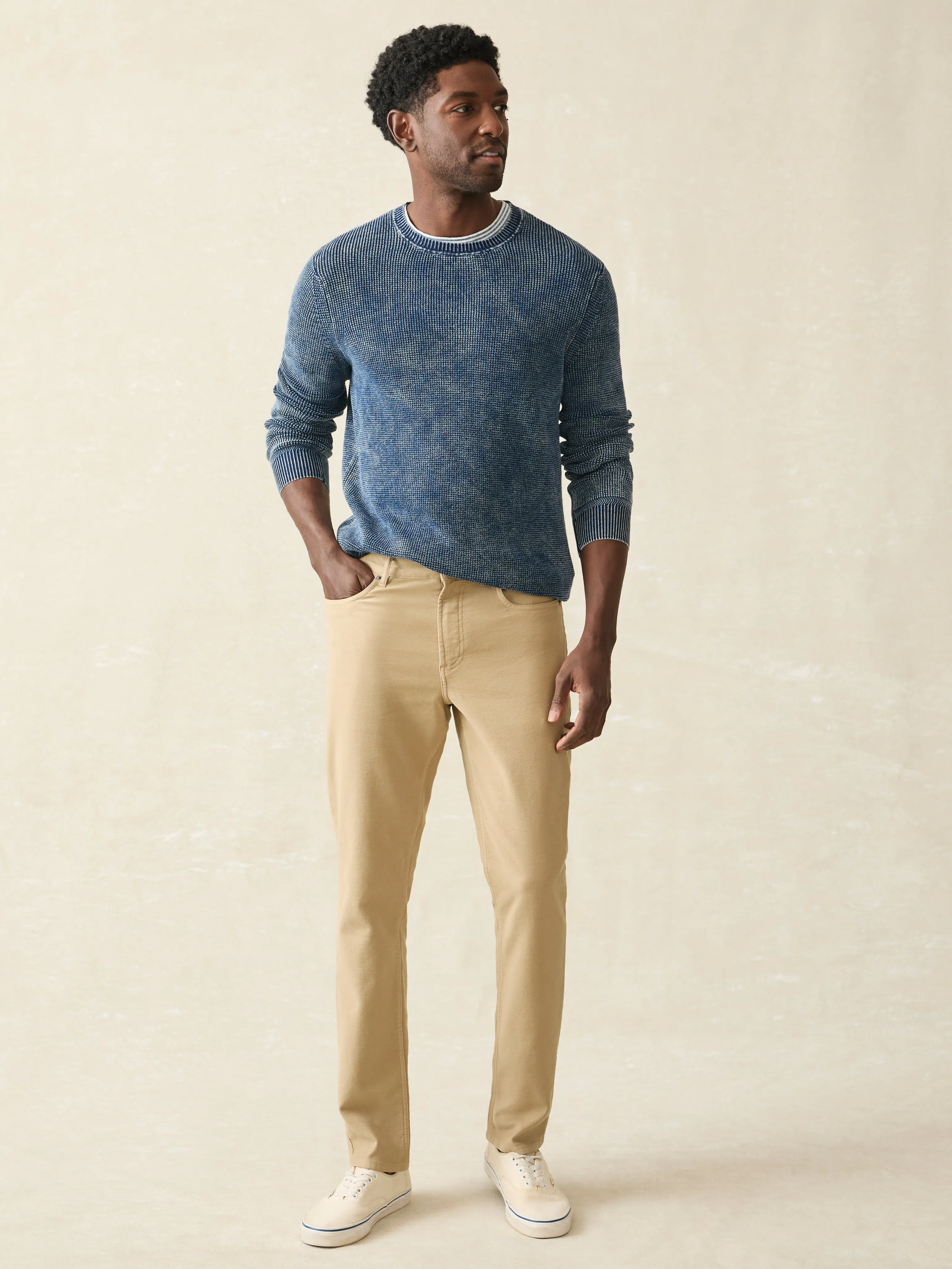 *Stores* Stretch Terry 5-Pocket Pant - Desert Khaki sold by Faherty product image thumbnail 2