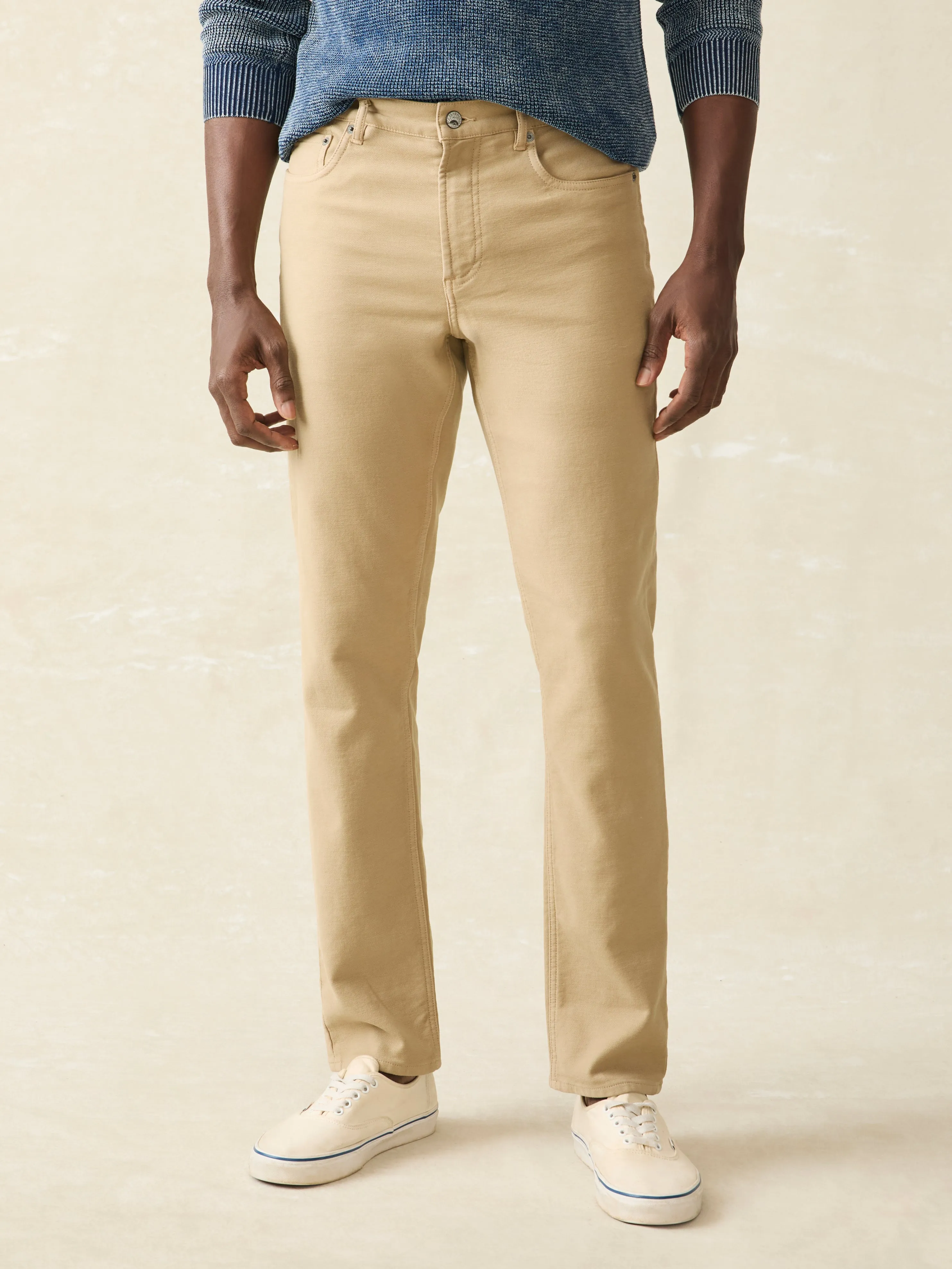 *Stores* Stretch Terry 5-Pocket Pant - Desert Khaki sold by Faherty