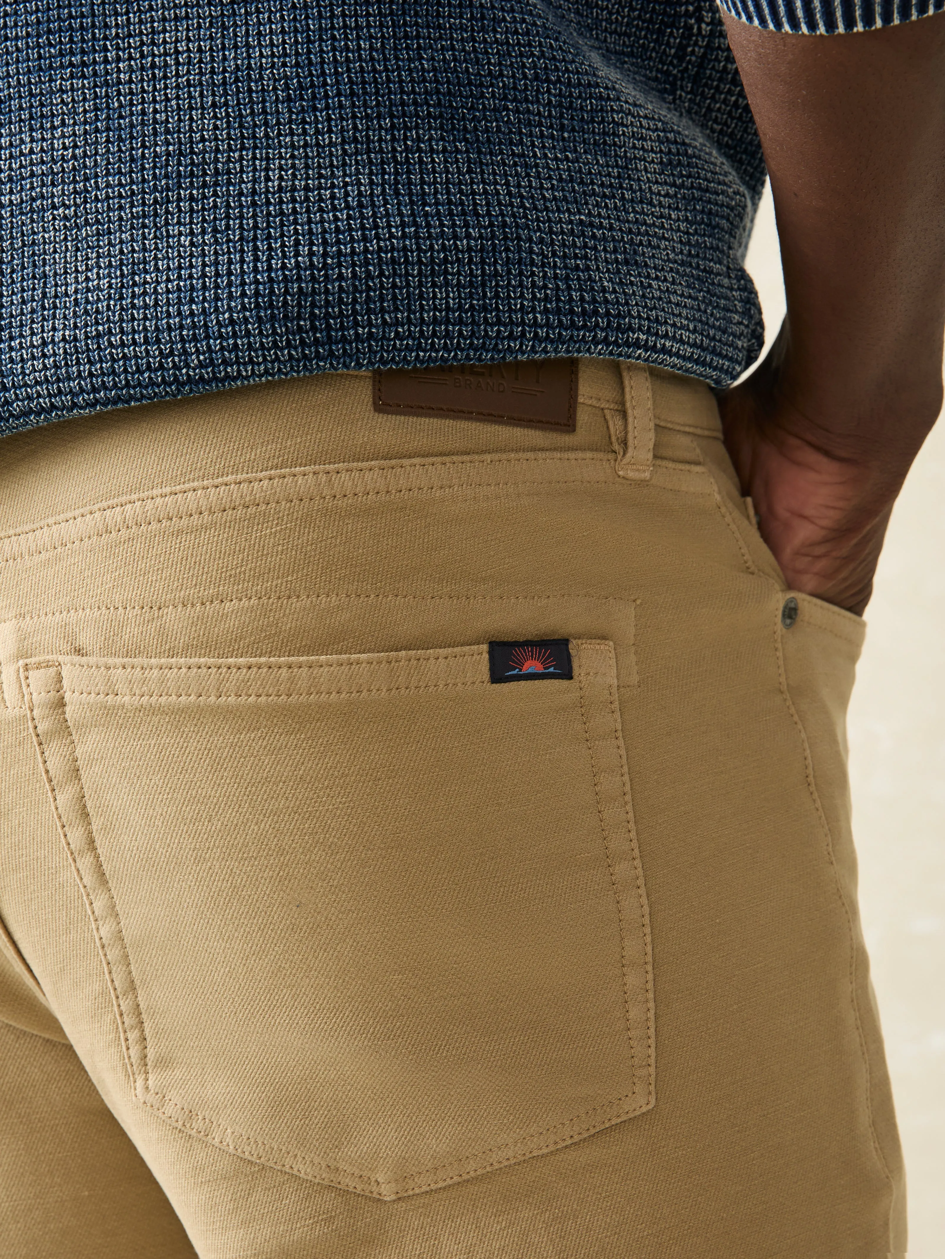 *Stores* Stretch Terry 5-Pocket Pant - Desert Khaki sold by Faherty product image thumbnail 4