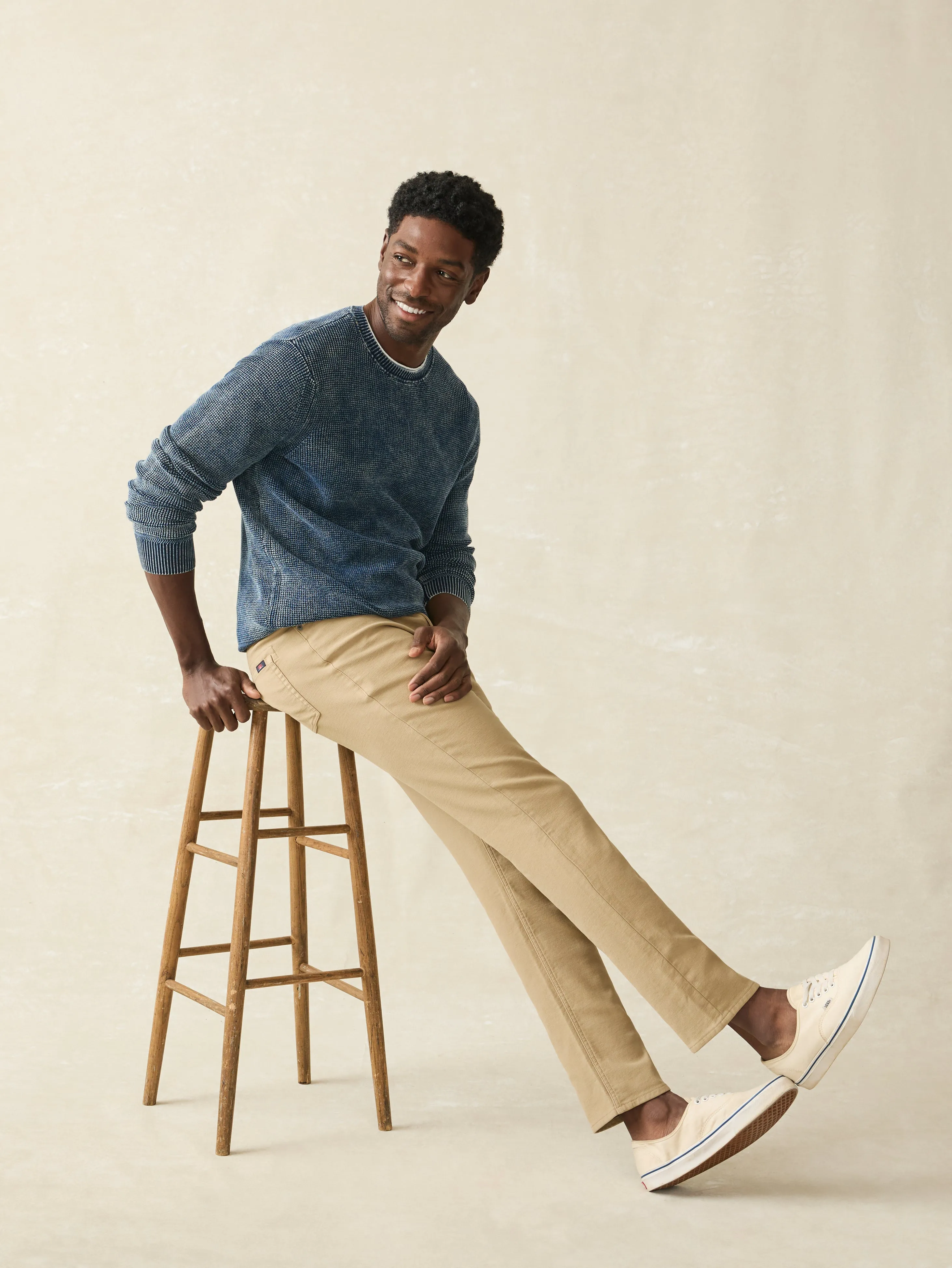*Stores* Stretch Terry 5-Pocket Pant - Desert Khaki sold by Faherty product image thumbnail 3