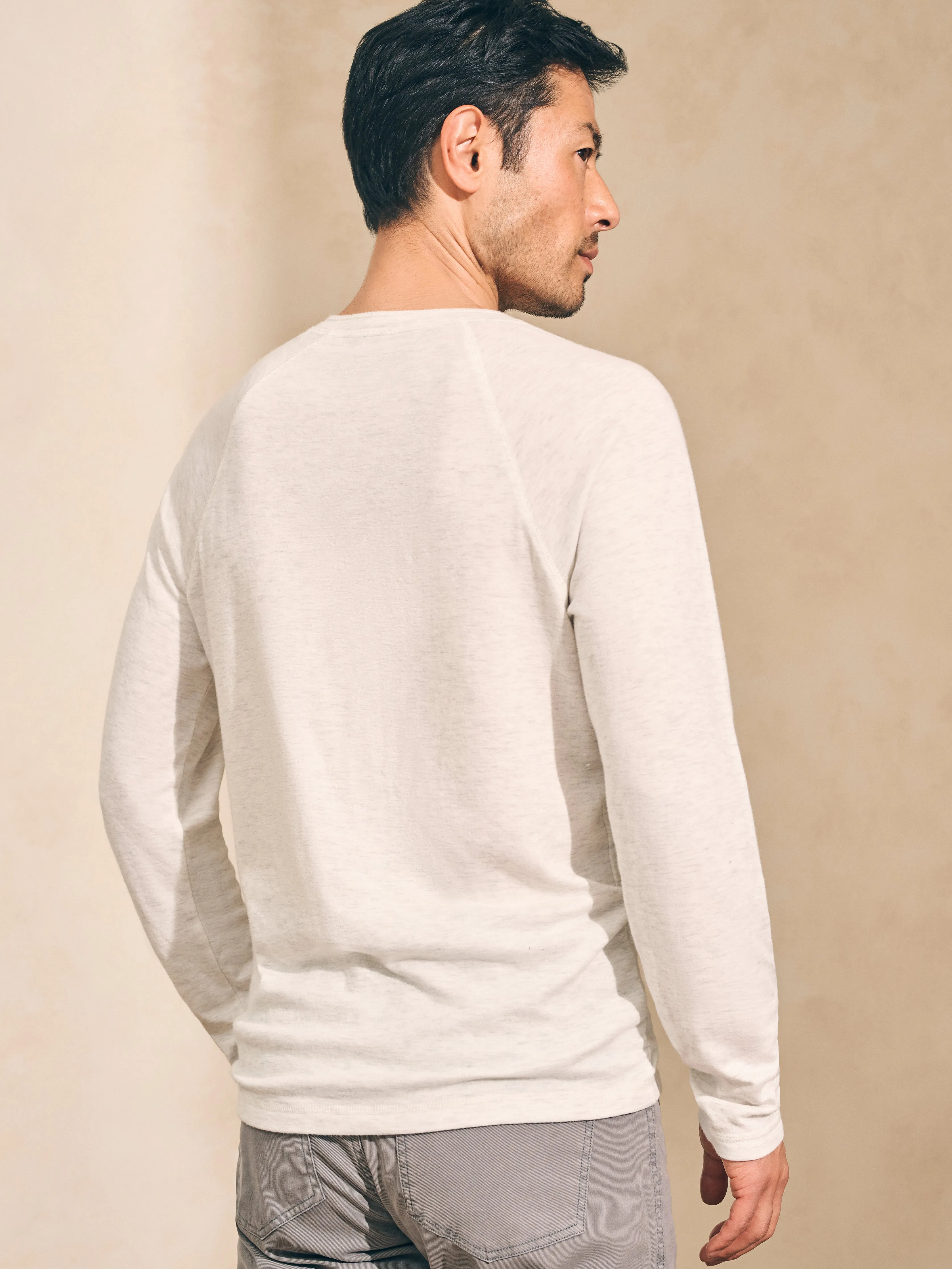 Long-Sleeve Newport Cloud Henley - Ivory Heather sold by Faherty product image thumbnail 4